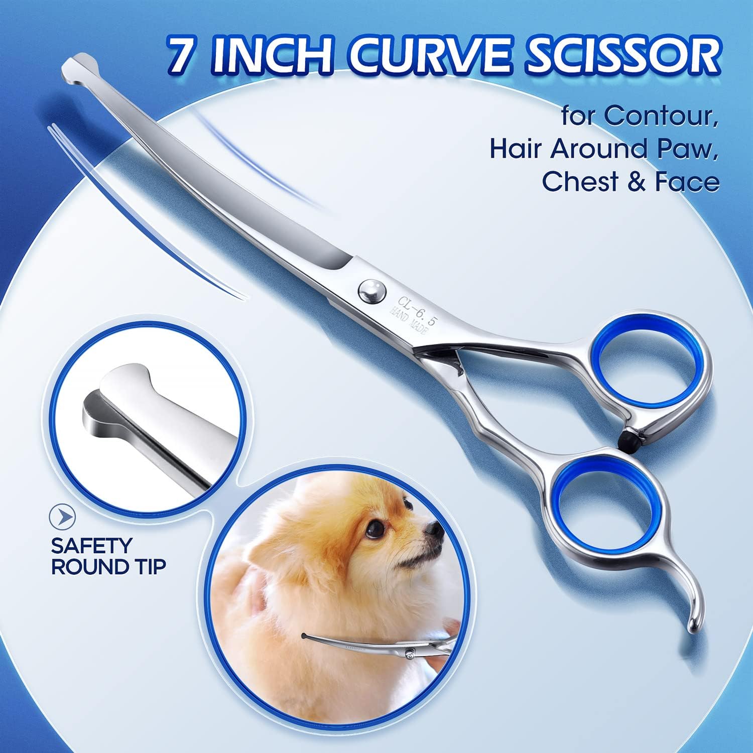 Gimars 5-in-1 Heavy Duty Stainless Steel Pet Grooming Scissors Set with Titanium Coating | Ergonomic 5