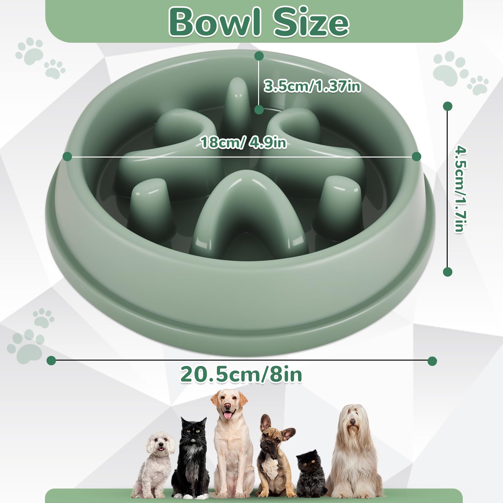 MOXYOY Slow Feeder Dog Bowl - Anti-Slip Base, Anti-Choke Design | Set of 3 Green Bowls 6