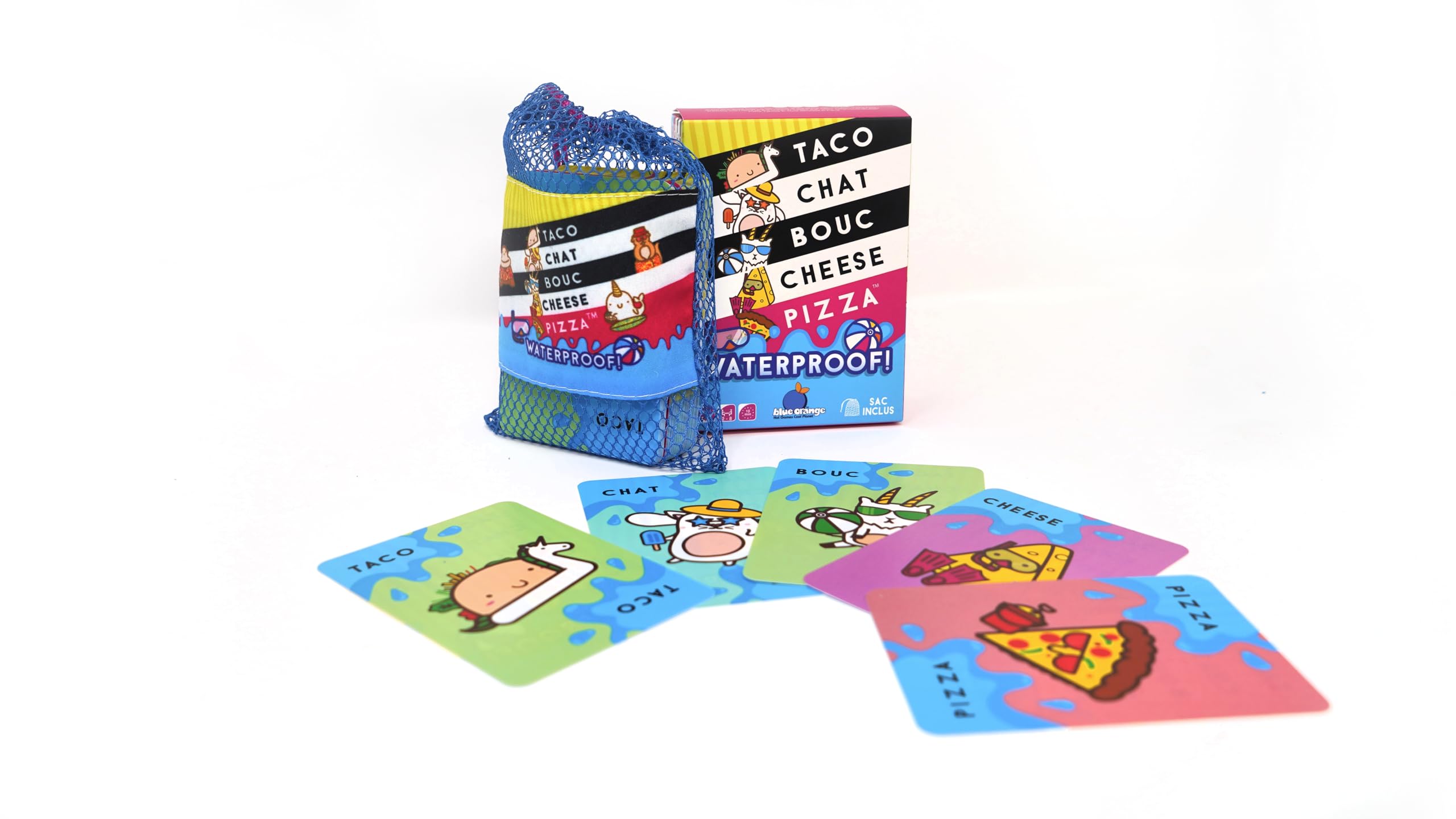 blue orange Taco Cat Goat Cheese Pizza Waterproof Family Card Game | 64 Cards | Ages 8+ 3