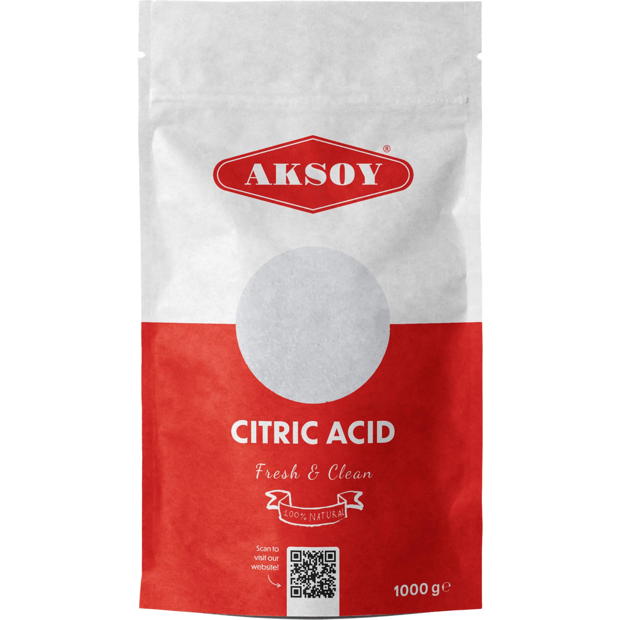 AKSOY Citric Acid Food Grade - 1000g Non-GMO Anhydrous Granule De-Scaler 5