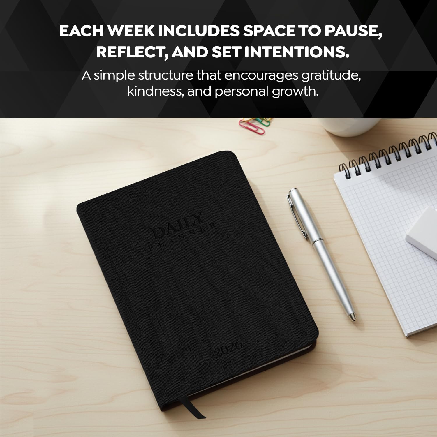 delka 2026 A5 Daily Planner Diary - Day Per Page Appointment Book | Charcoal Black 4