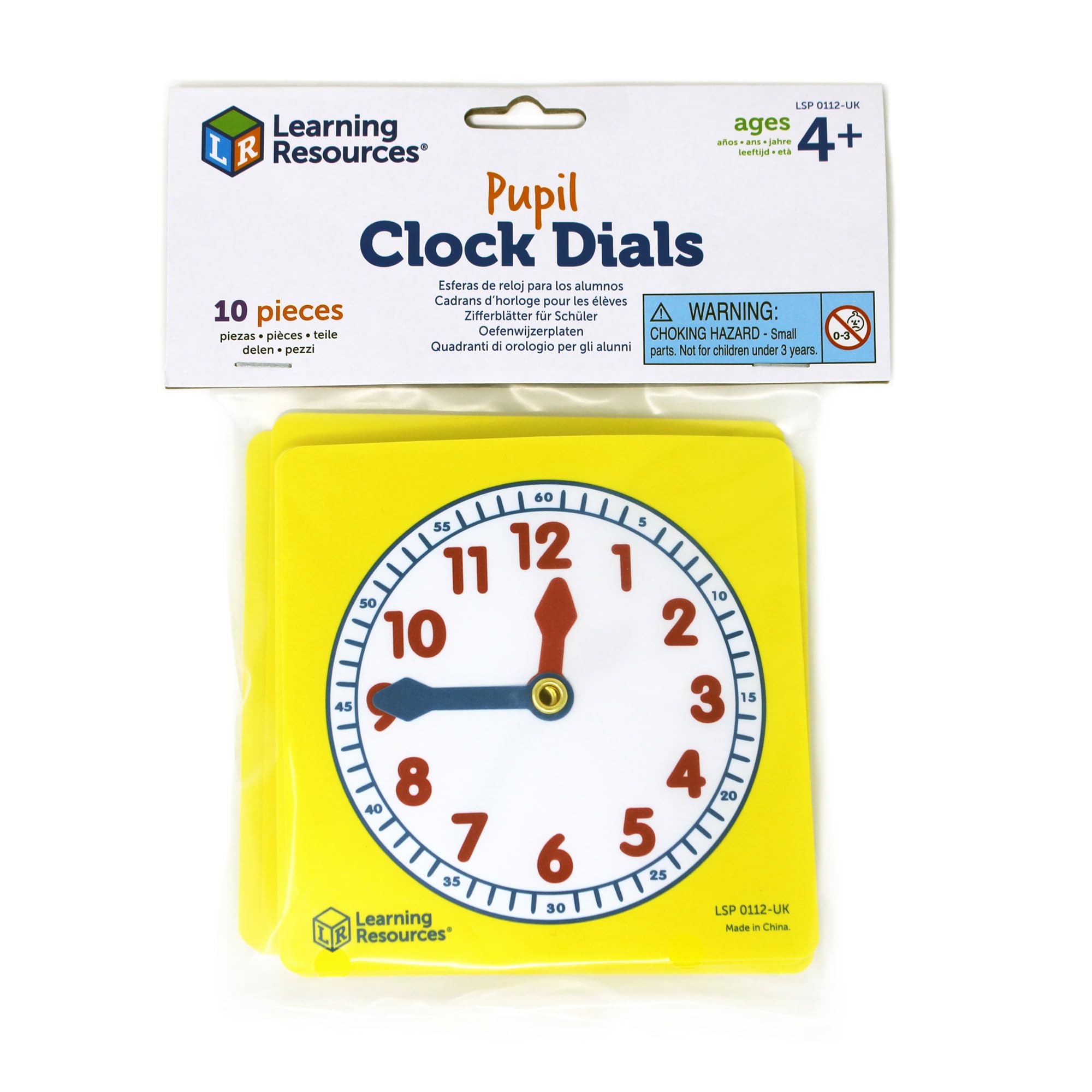 Learning Resources Pupil Clock Dials - Hands-on Time Telling Practice | Set of 10 | Ages 4+