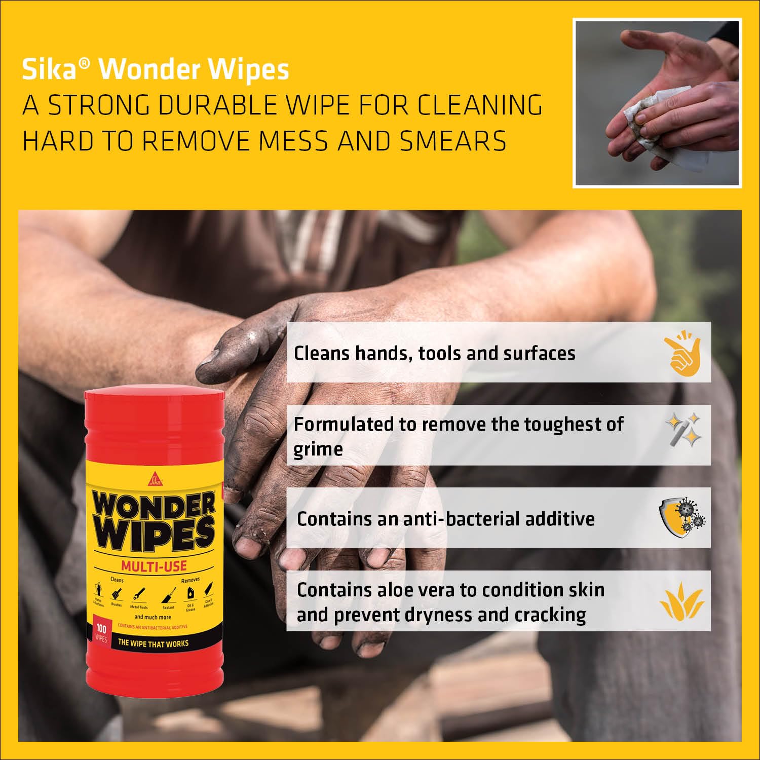 Everbuild – Wonder Wipes Mehrzweck-Reinigungstücher, 100 Tücher, Rot 8