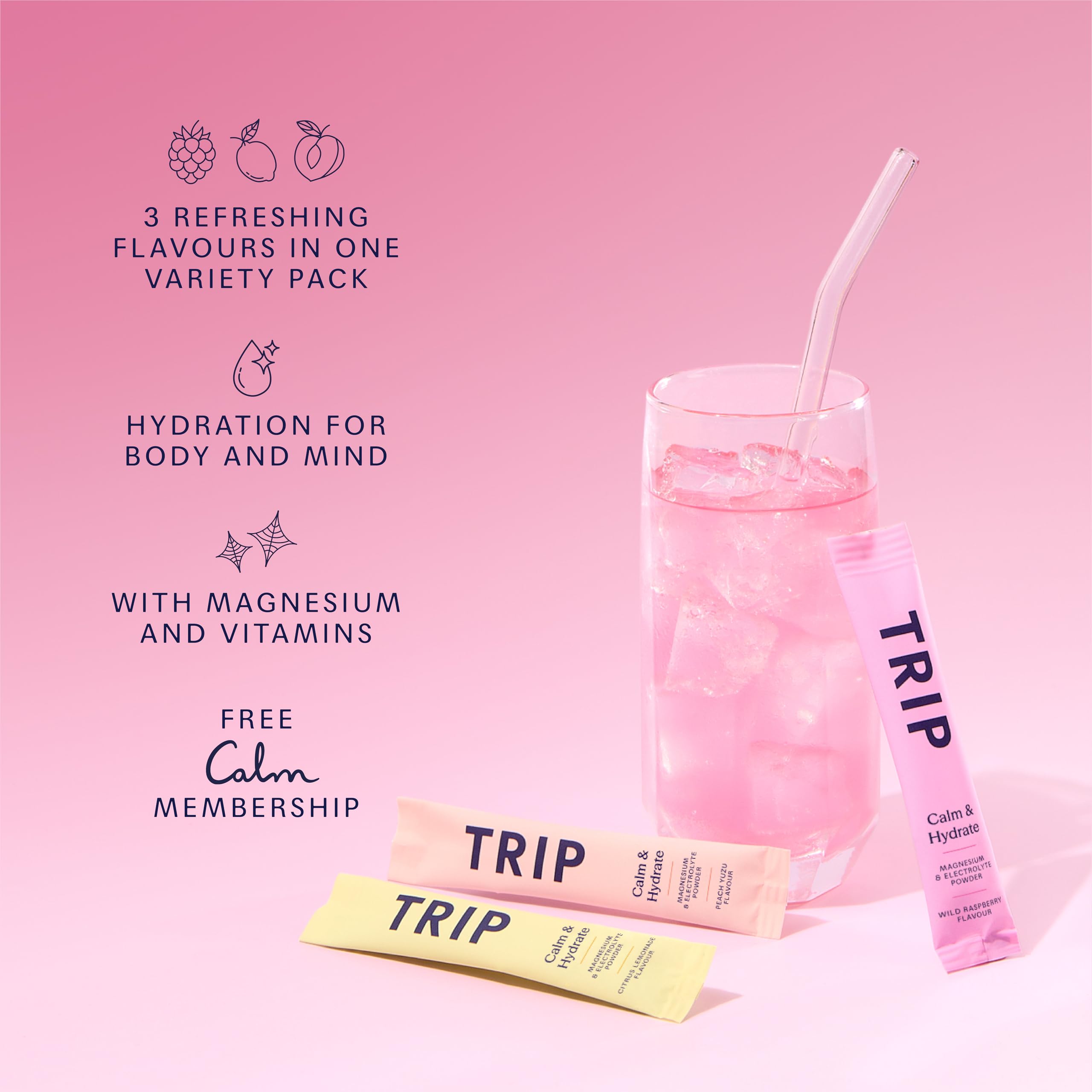 TRIP Calm & Hydrate Electrolyte + Magnesium Powder Variety Pack | 1270mg Electrolytes 3