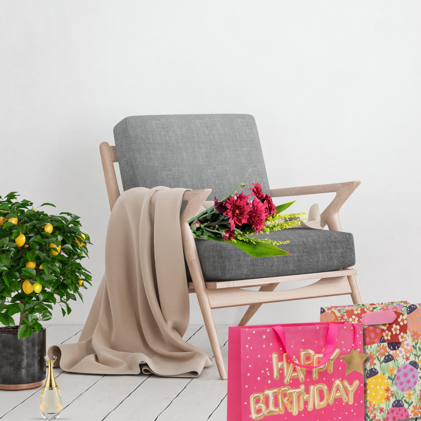 Glick Large Landscape Gift Bag - Helium Happy Birthday Pink | 275x355x100mm | Premium 210GSM Paper