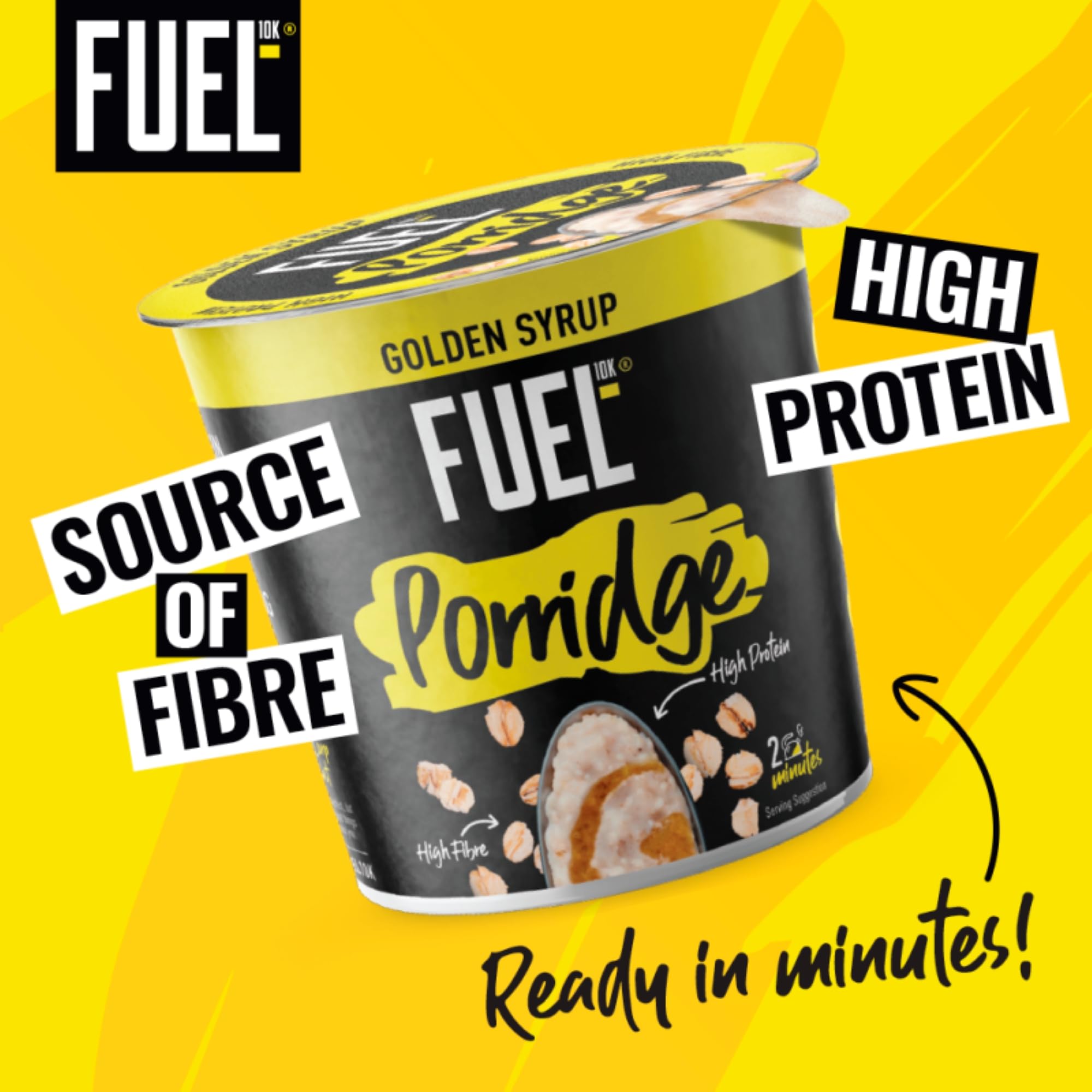FUEL10K Golden Syrup Proteinreicher Porridge-Haferflocken-Becher – 8 x 70 g 5