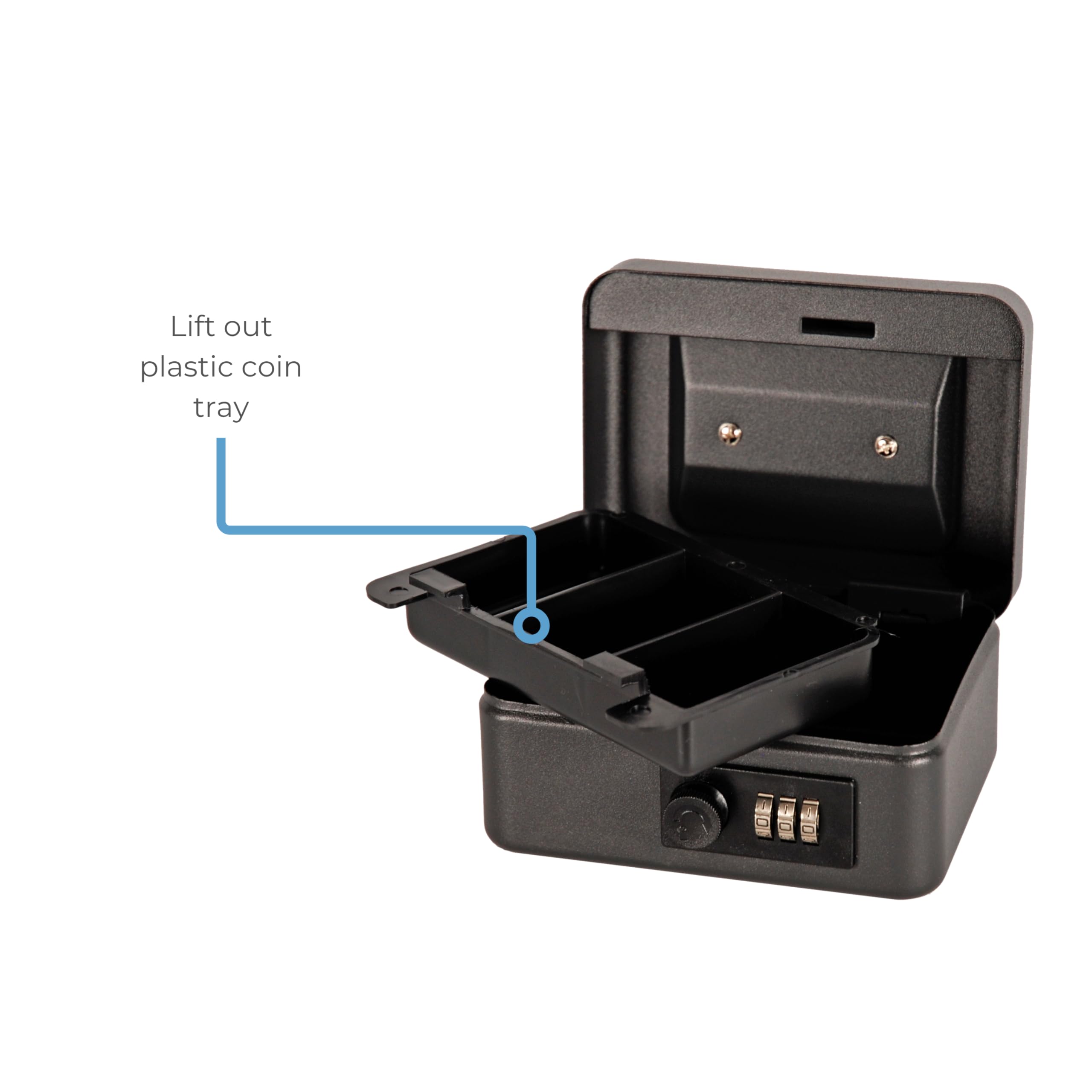 Cathedral Products 6 Inch Steel Cash Box with Combination Lock | Portable | Black 3