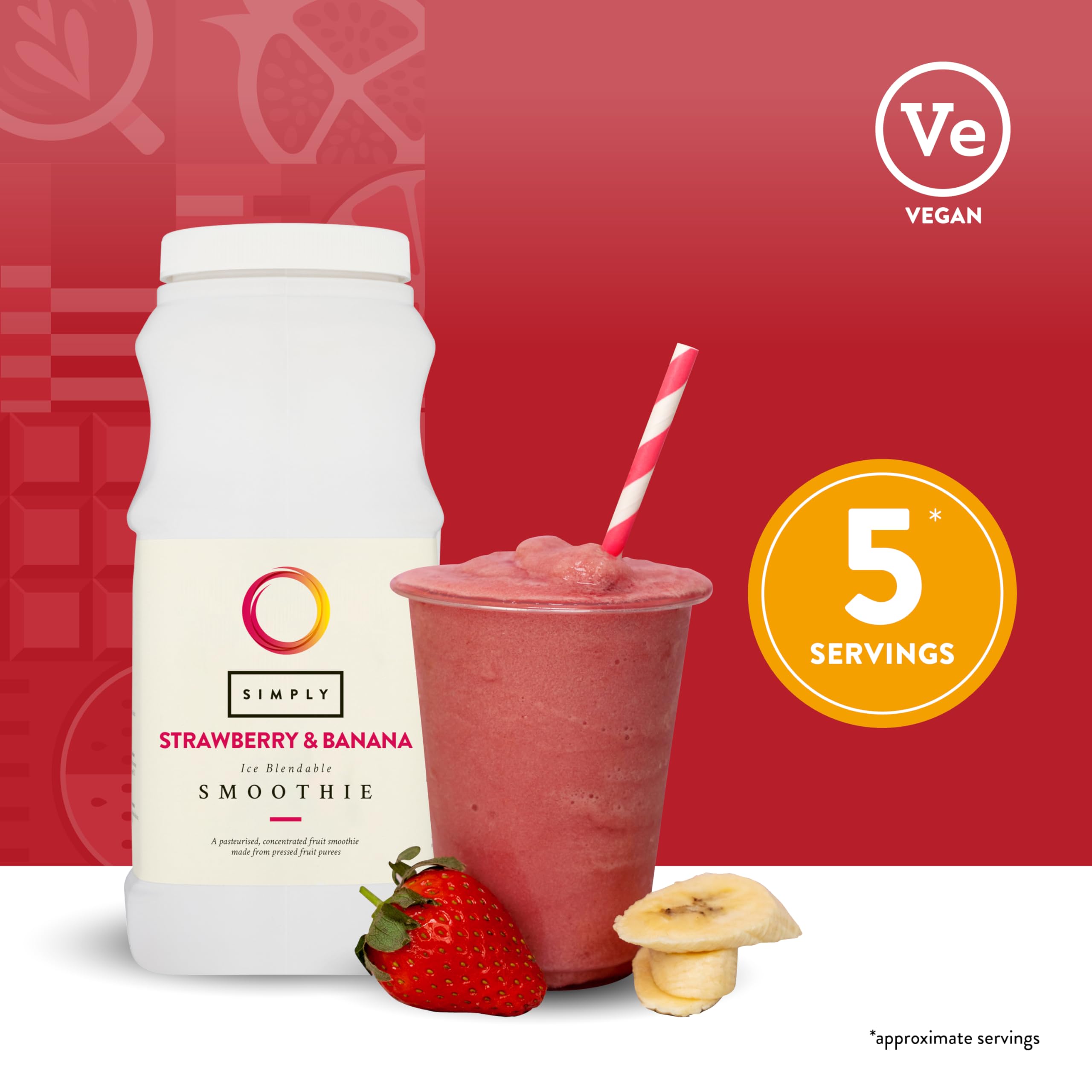 Simply Strawberry and Banana Smoothie Concentrate - Vegan, Gluten-Free | 1L
