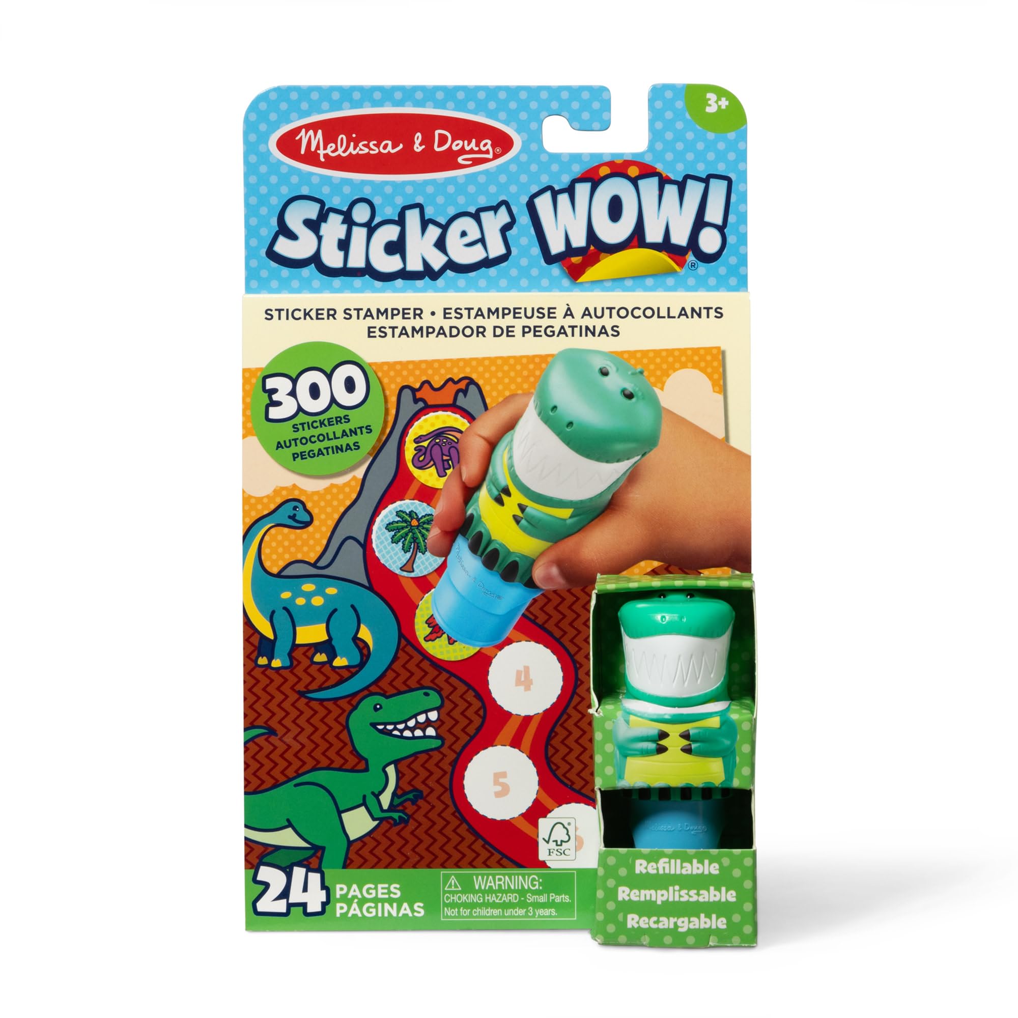 Melissa & Doug WOW Sticker Stamper & Activity Pad - Dinosaur Theme | Age 3+ | Mess-Free Play