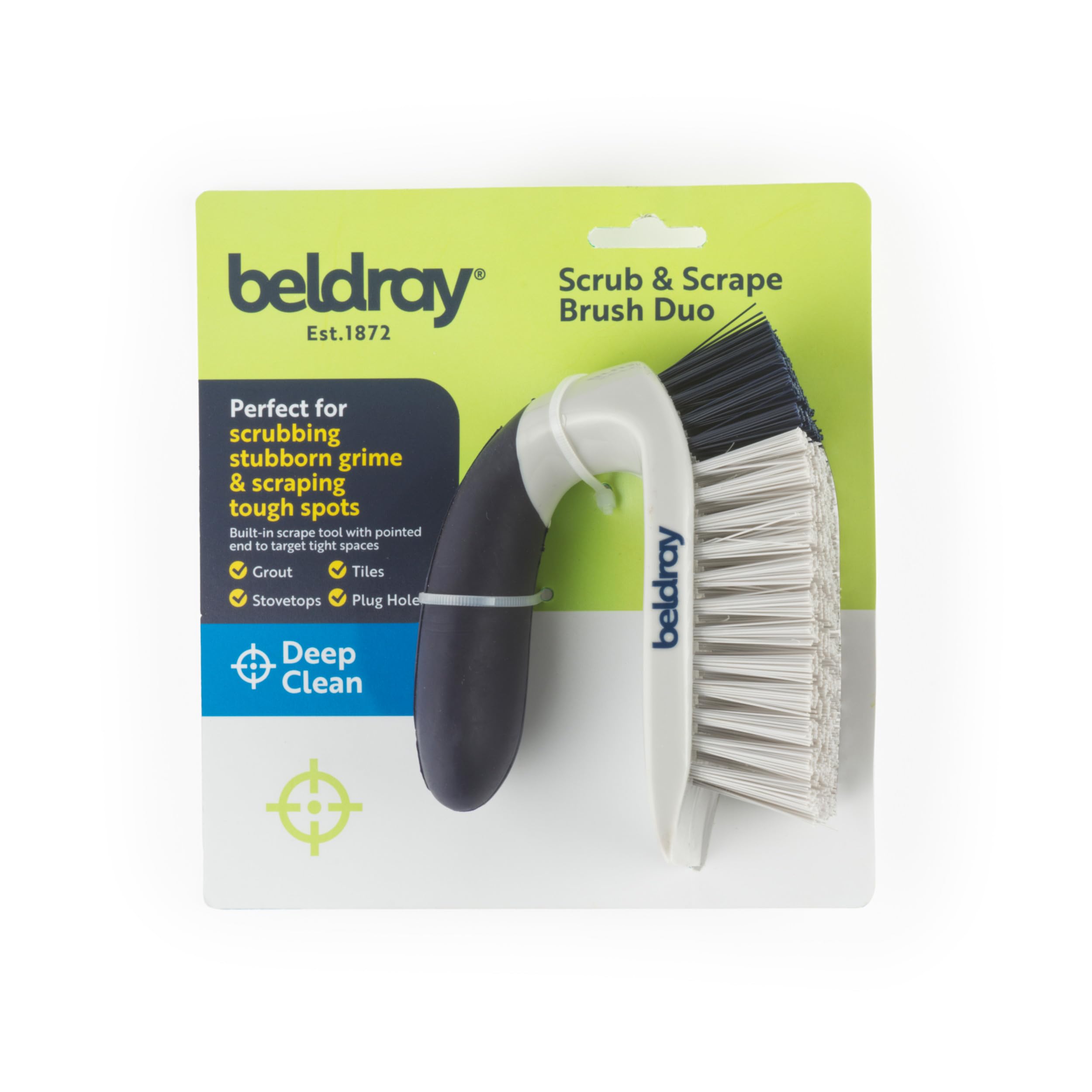 Beldray Deep Clean Handheld Scrubbing Brush - Tough Bristles | Built-in Scraper | Non-Slip Grip 3