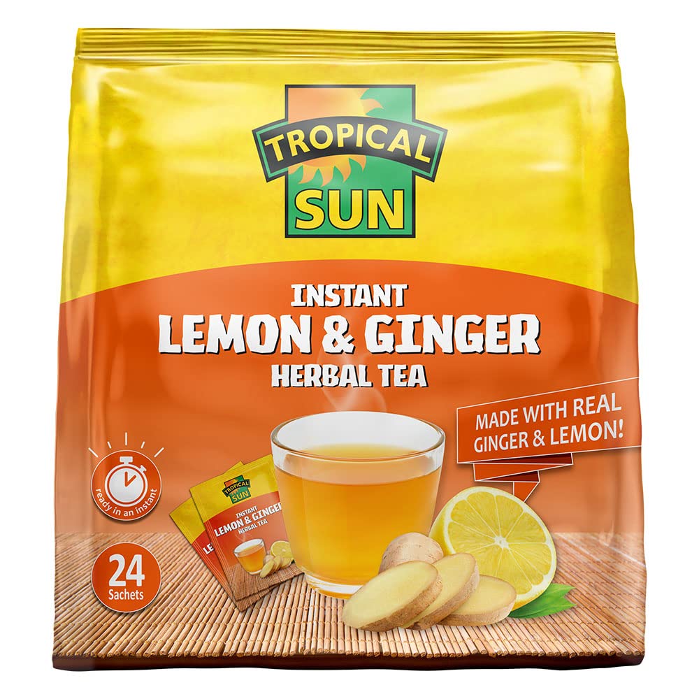 Tropical Sun Instant Lemon & Ginger Herbal Tea - Sweet, Spicy & Refreshing | High Energy