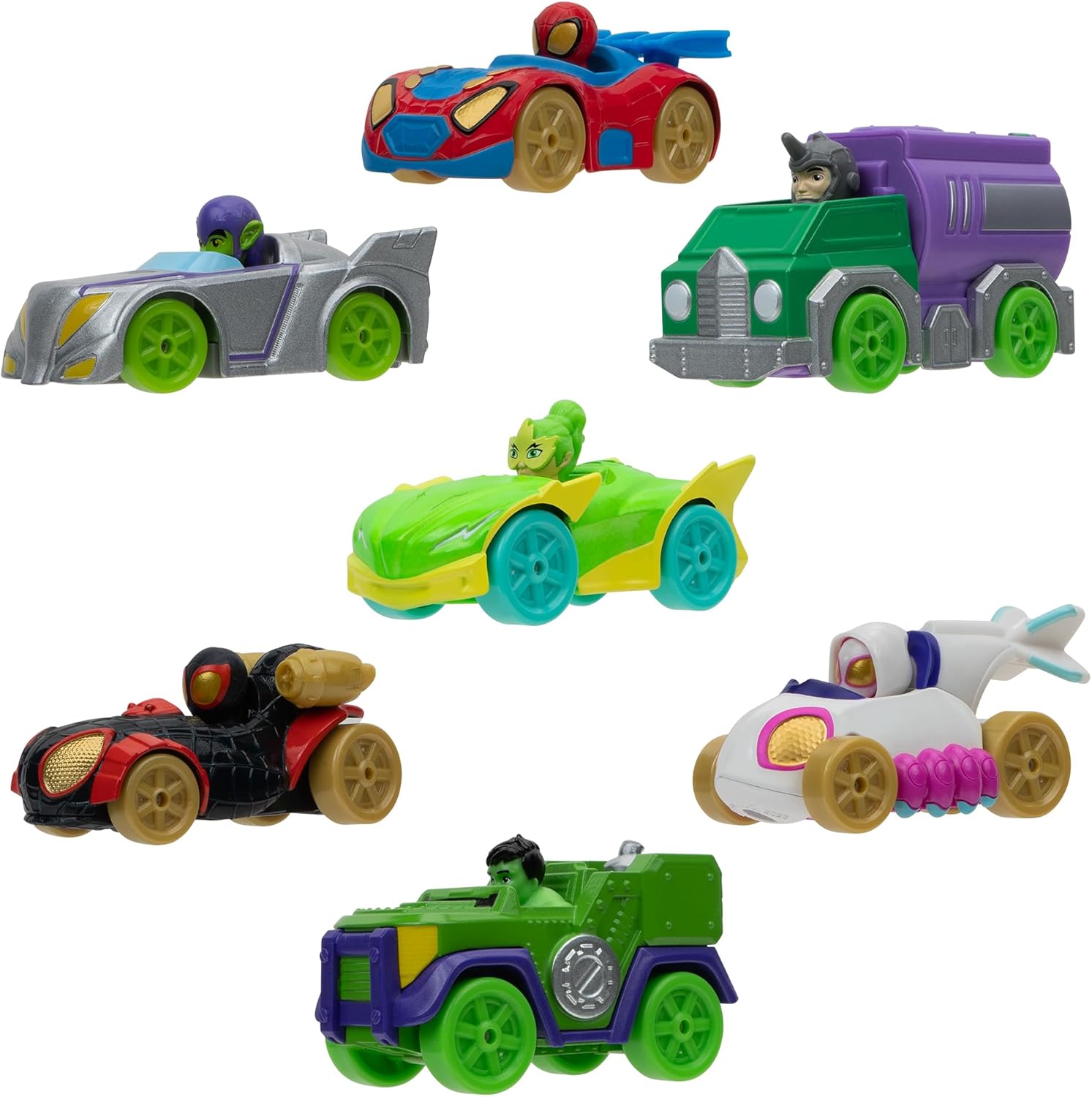 Marvel's Spidey and His Amazing Friends Amazing Metals 7-Pack - 3-Inch Die-Cast Vehicles for Ages 3+
