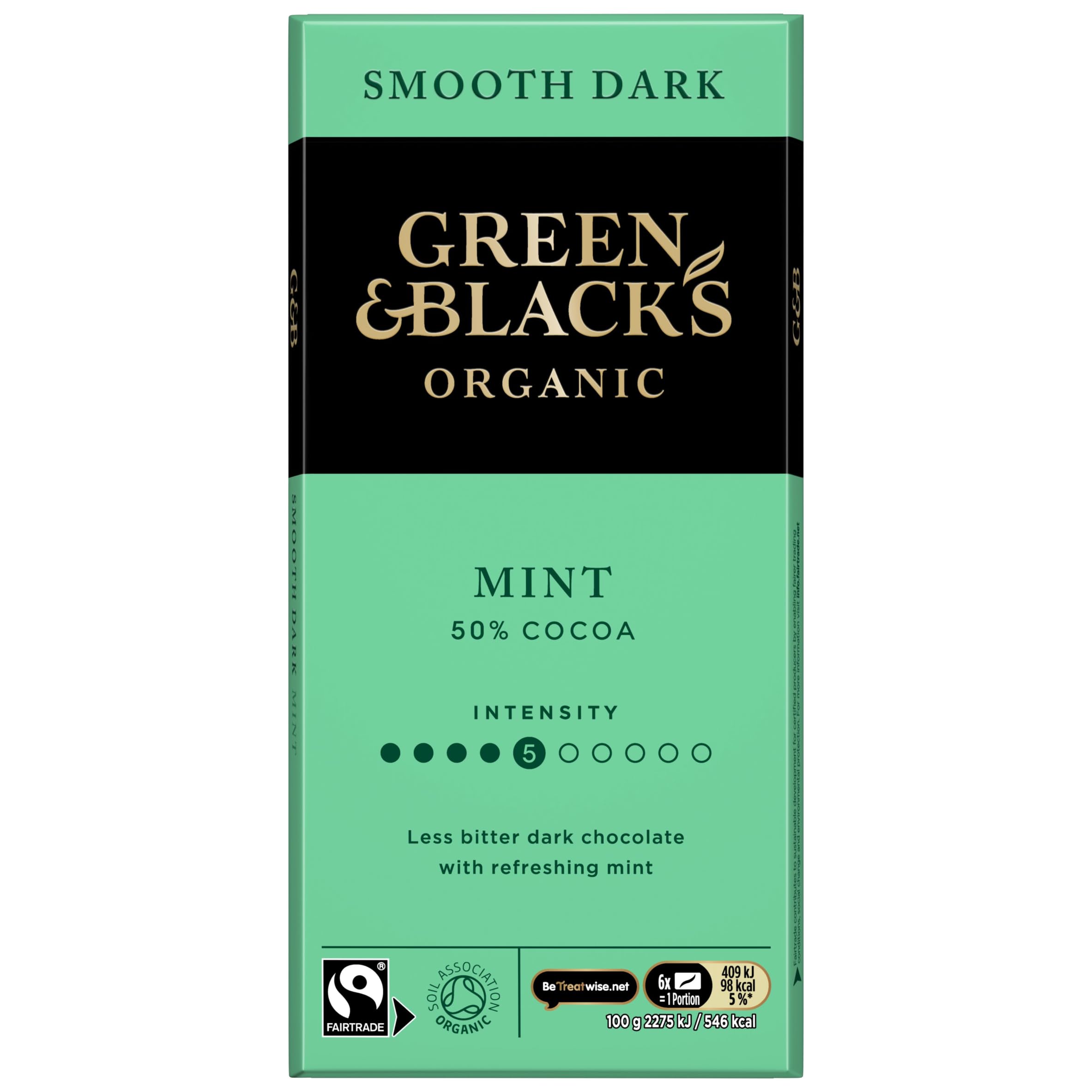 Green &amp; Black's Bio-Schokoladenriegel mit weicher Minze, 50 % Kakao, 90 g
