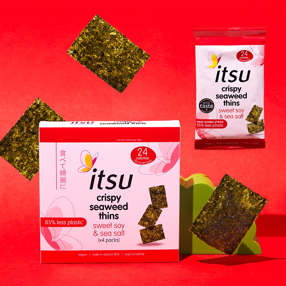 Itsu - Knusprige Algenchips mit süßer Sojasauce und Meersalz, 32er-Pack