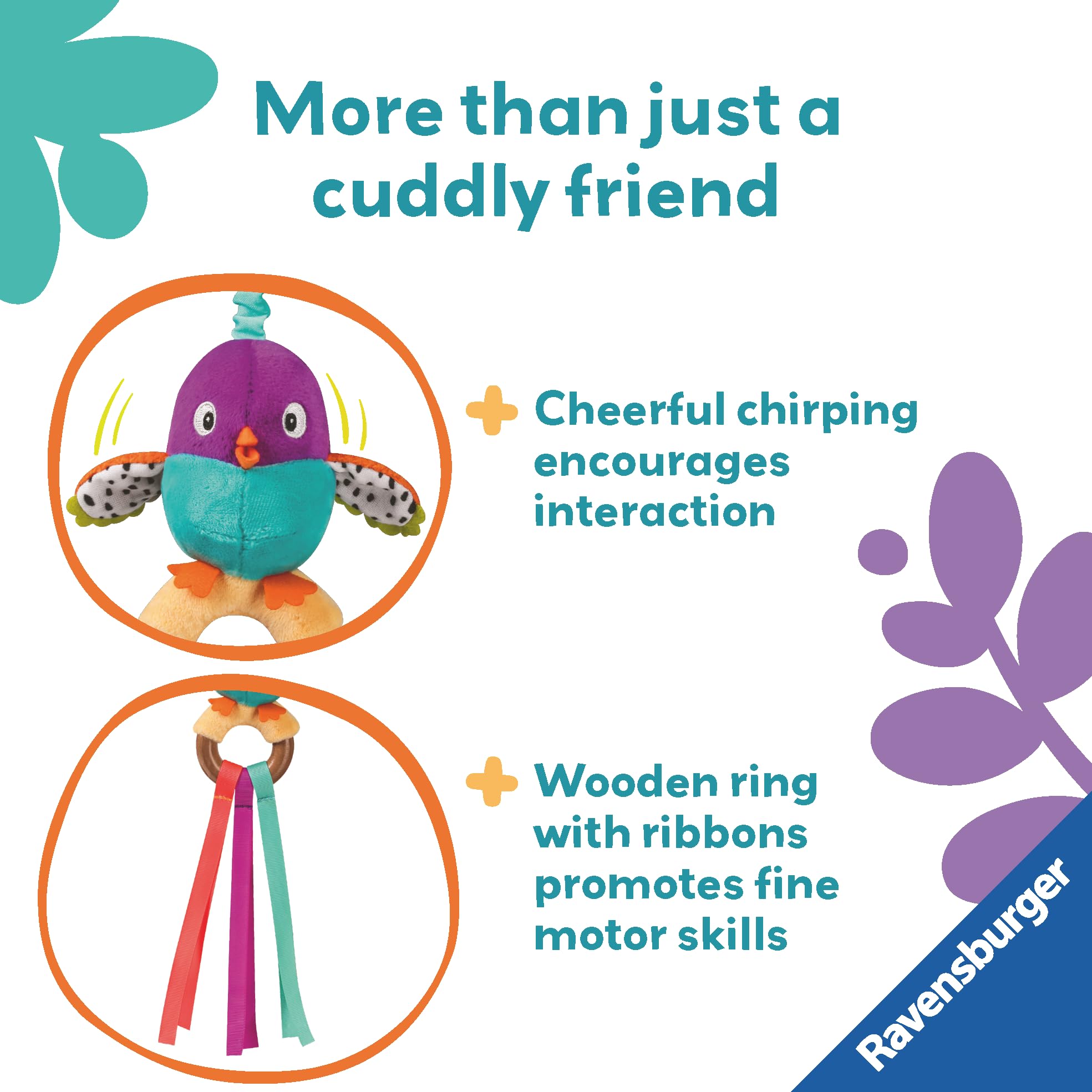 Ravensburger Play+ Cuddle & Play Bird - Plush Interactive Toy | 0 Months+ | Multicolor 3