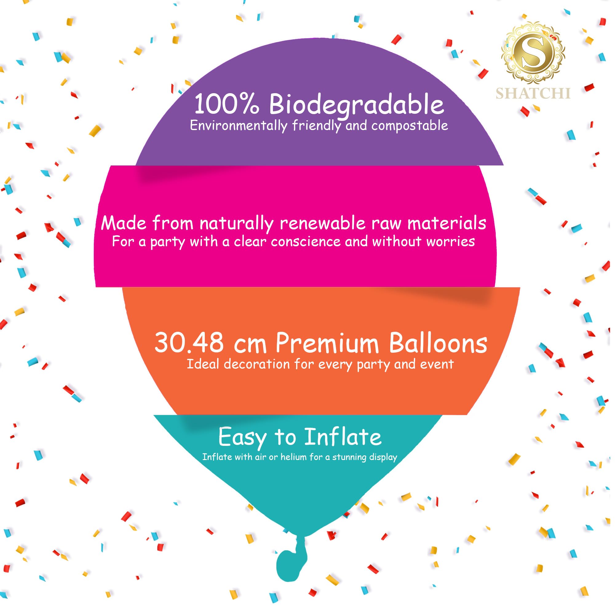 SHATCHI Green Balloons - 10 Pack, 12 Inch Thick Latex, Biodegradable Helium Party Balloons 8