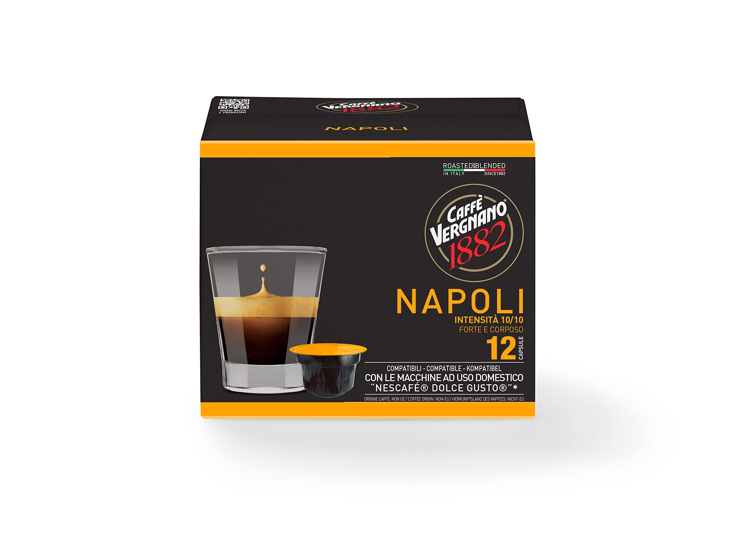 Caffè Vergnano 1882 Coffee Capsules - Napoli Blend Compatible with Nescafé Dolce Gusto | 6 Packs of 2 Count