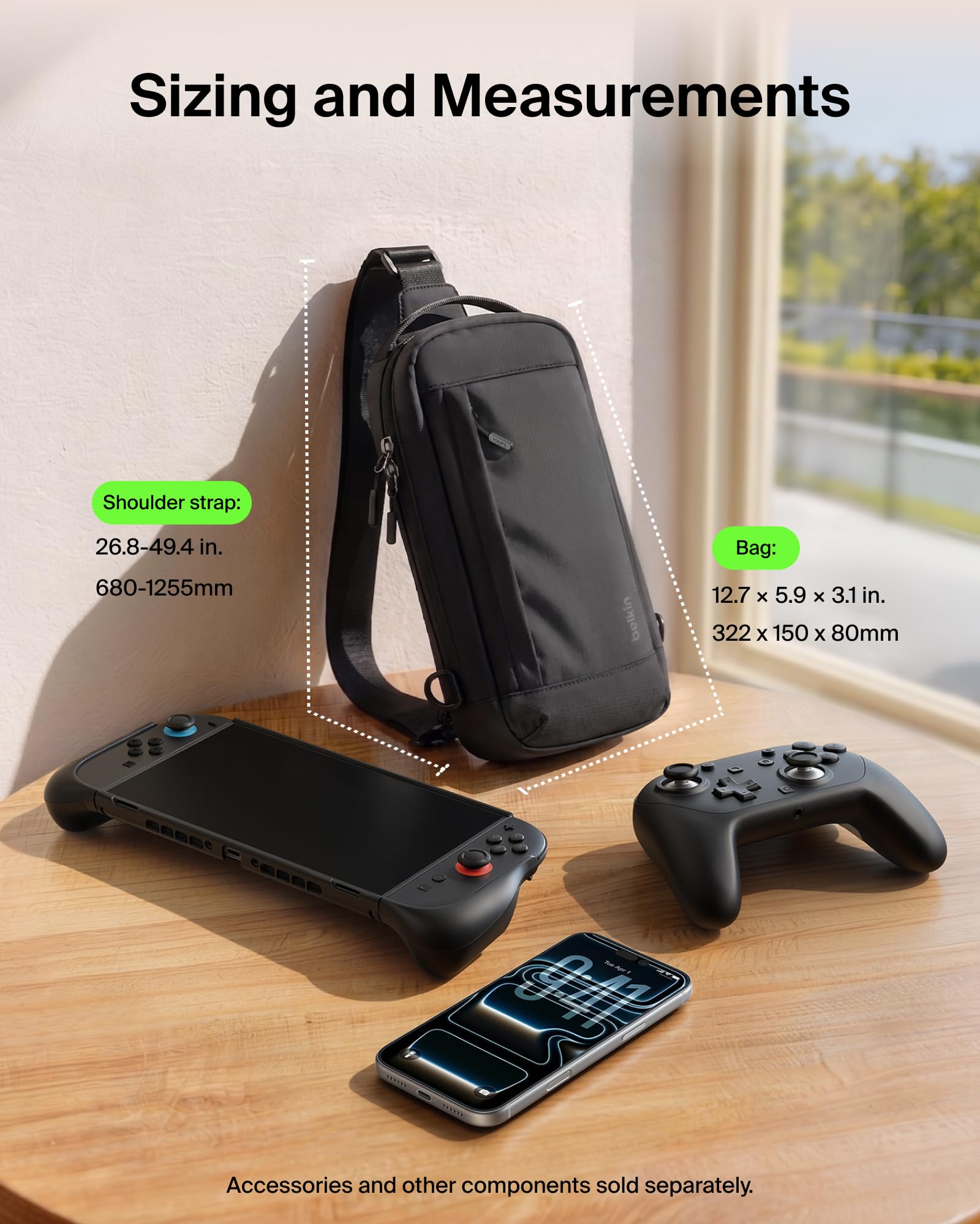 Belkin Gaming Crossbody Bag for Nintendo Switch 2 - Protective Carry Case | Black | ENA022hqBK 5