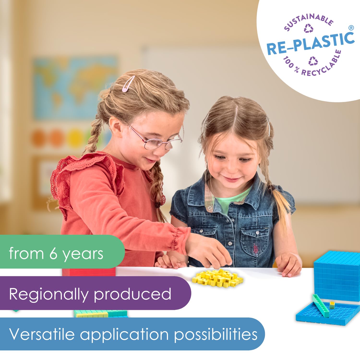 Wissner Base Ten Set - 121 Parts for Decimal Arithmetic | Ages 3+ | RE-Plastic 4