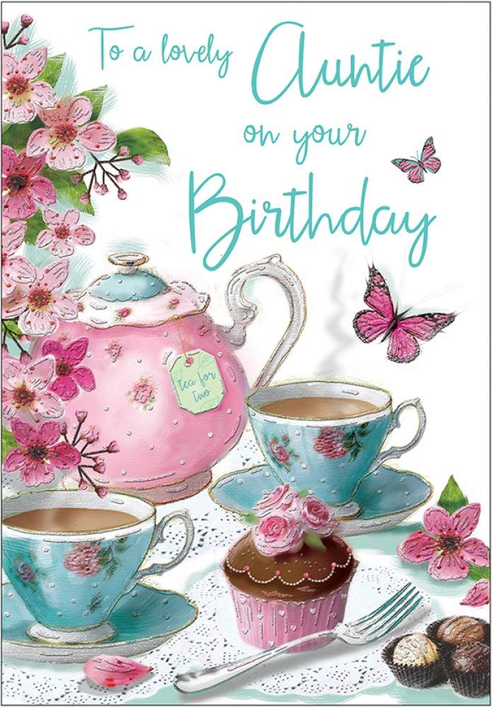 Piccadilly Greetings Auntie Birthday Card | 9 x 6.25 inches | White | Printed in UK