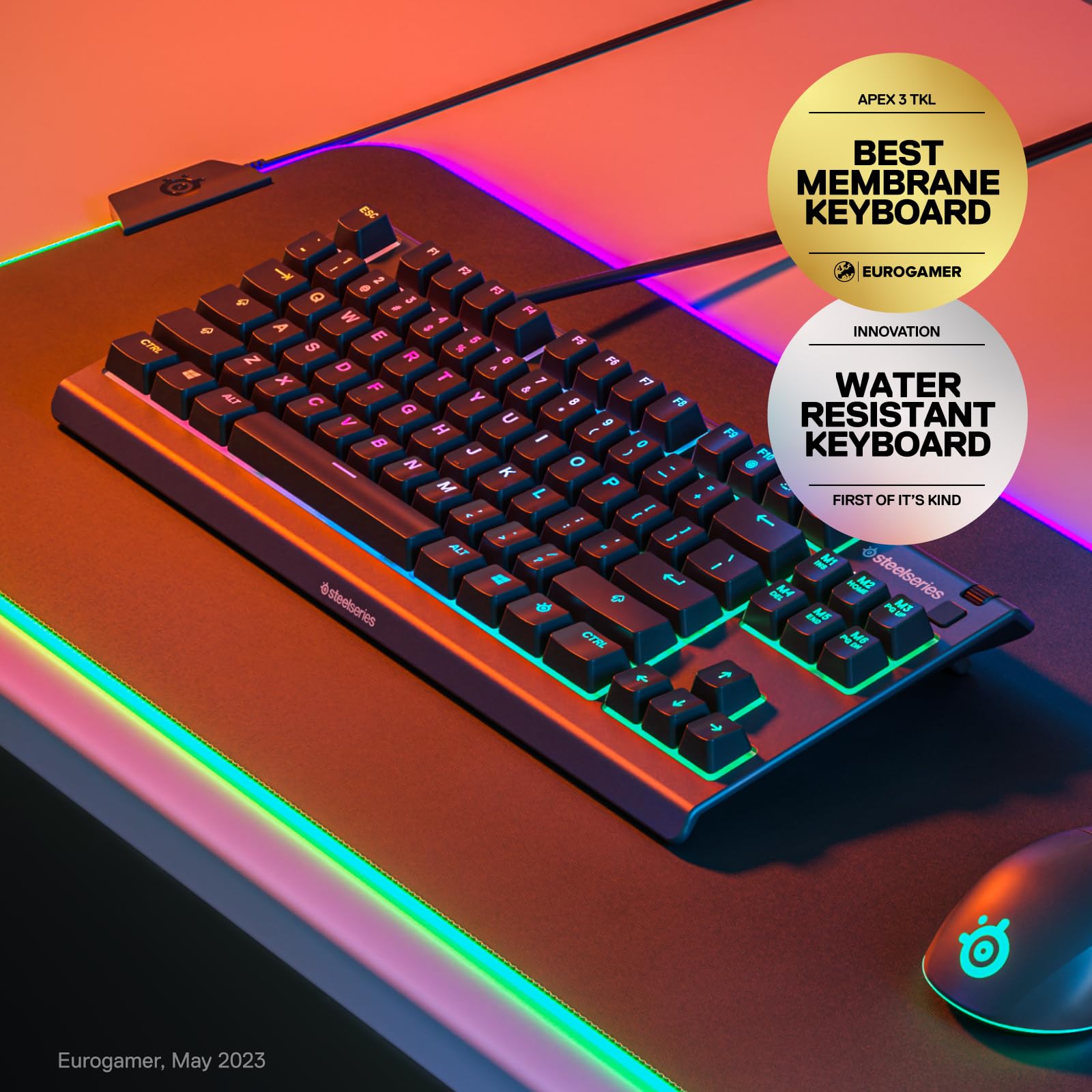 SteelSeries Apex 3 TKL - Gaming Keyboard - Tenkeyless Compact Form Factor - 6