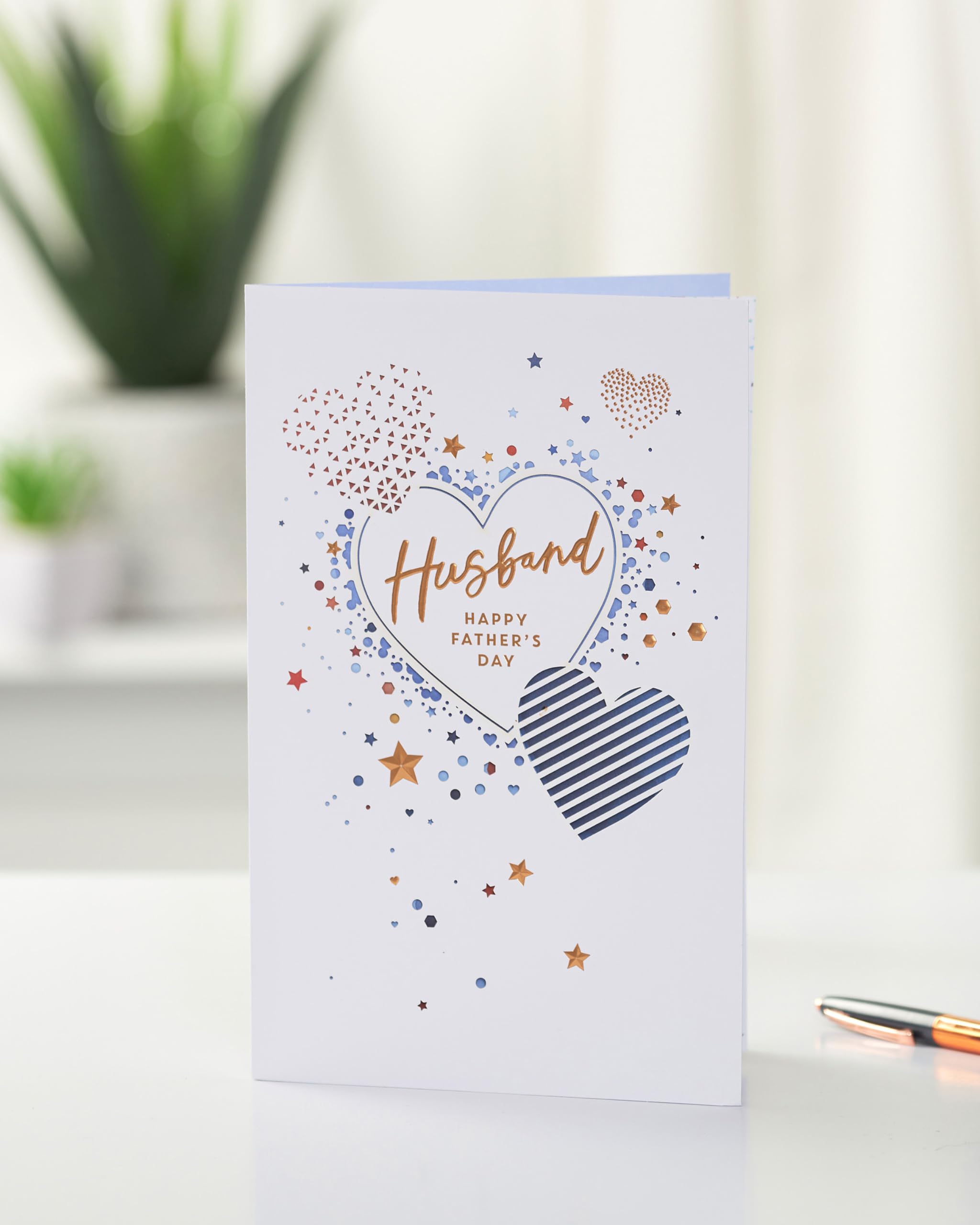 UK Greetings Father's Day Card for Husband | Embossed Copper Foil | 149mm x 229mm 3
