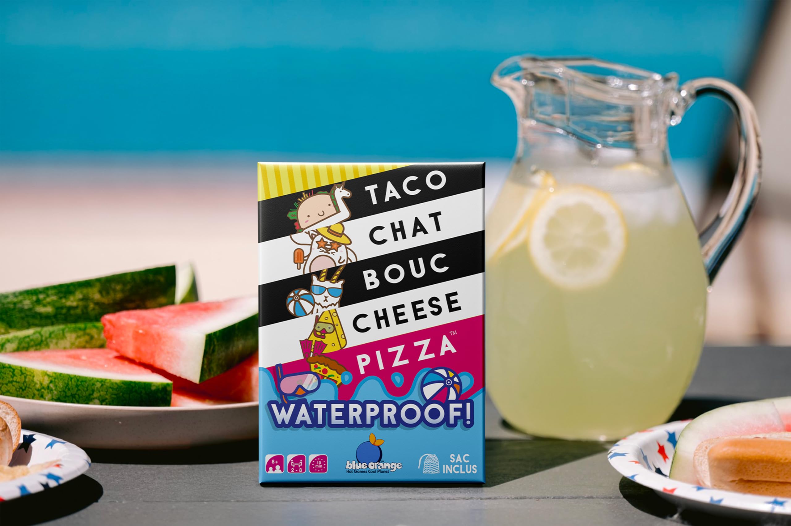 blue orange Taco Cat Goat Cheese Pizza Waterproof Family Card Game | 64 Cards | Ages 8+ 9