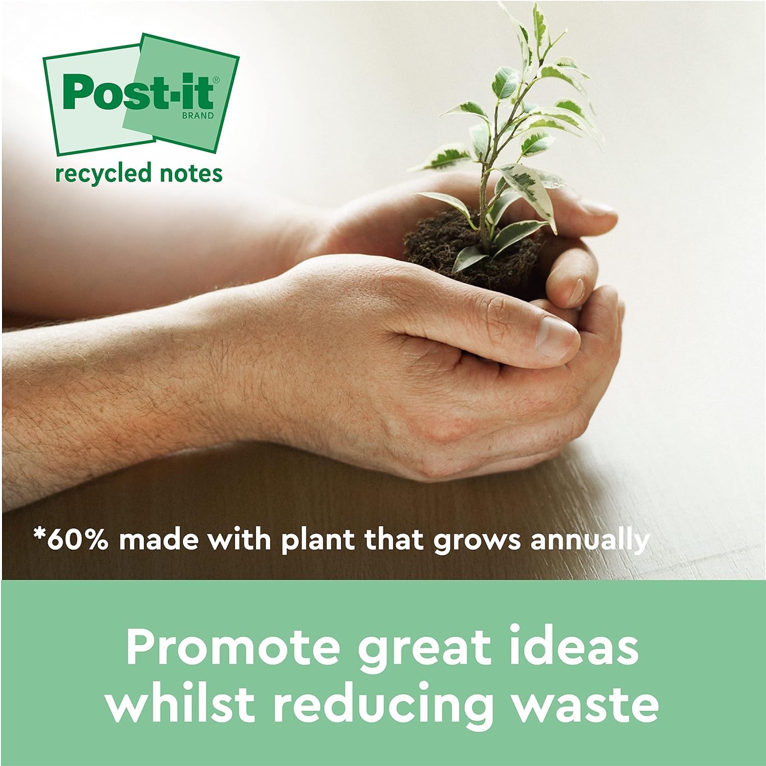 Post-it Recycling Notes - Canary Yellow, 6 Pads of 100 Sheets Each | 100% Recycled Paper 6