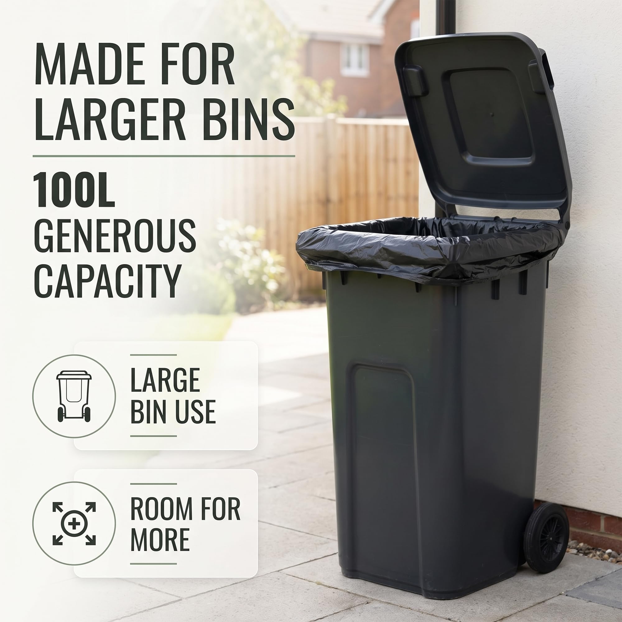 EasyBin 100L Bin Bags - 50 Count | Large Capacity | Durable Plastic 2