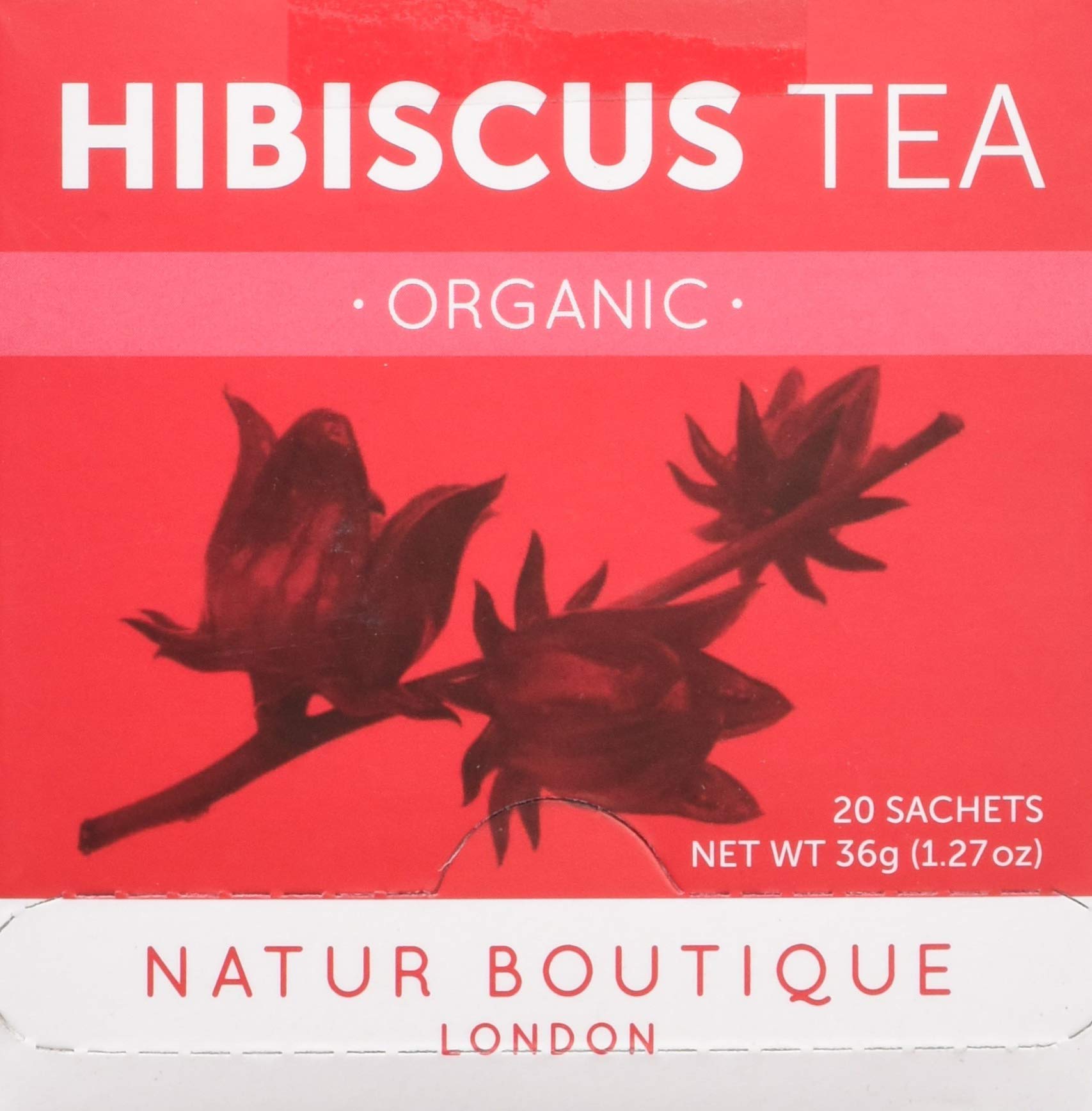 Natur Boutique Organic Hibiscus Tea - Pure Single Ingredient | 20 Sachets, 30g