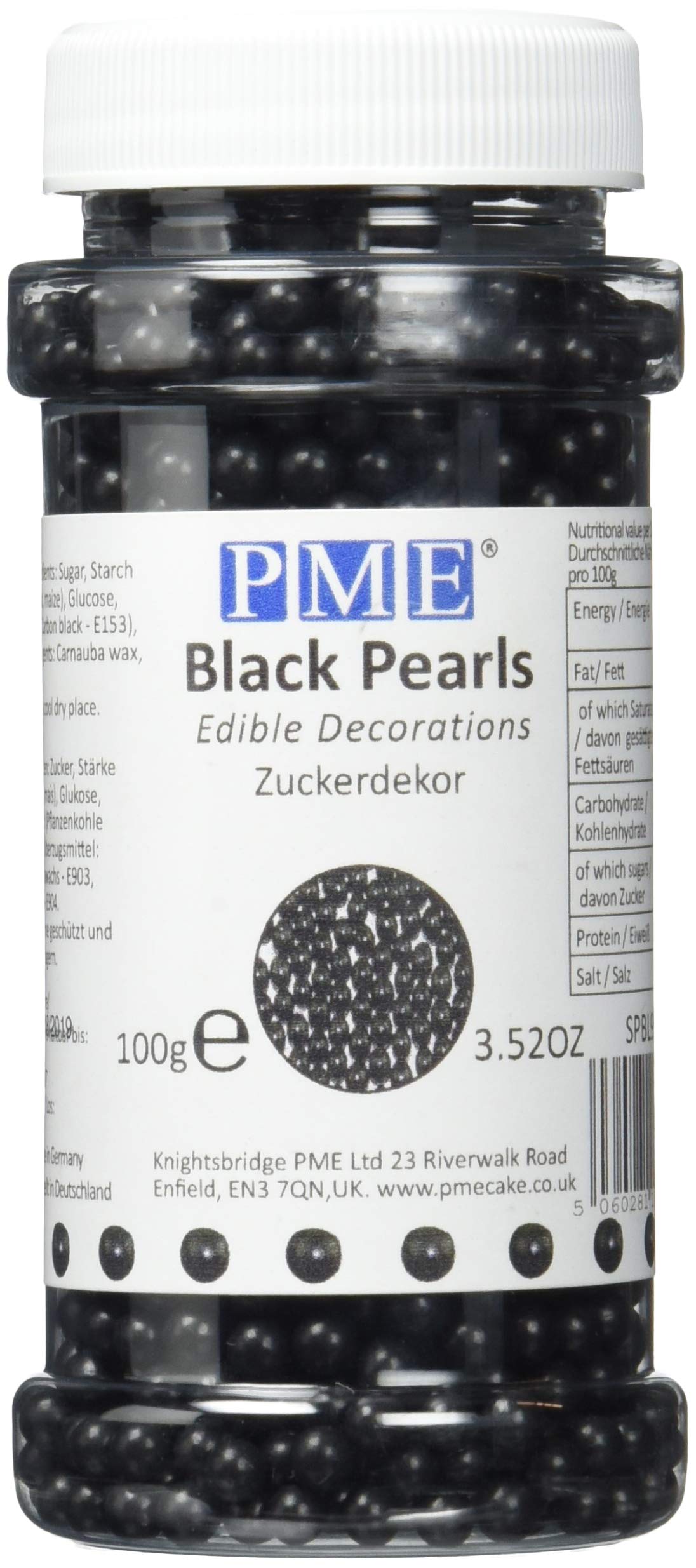 PME Small Sugar Pearls - Black, 100g 1