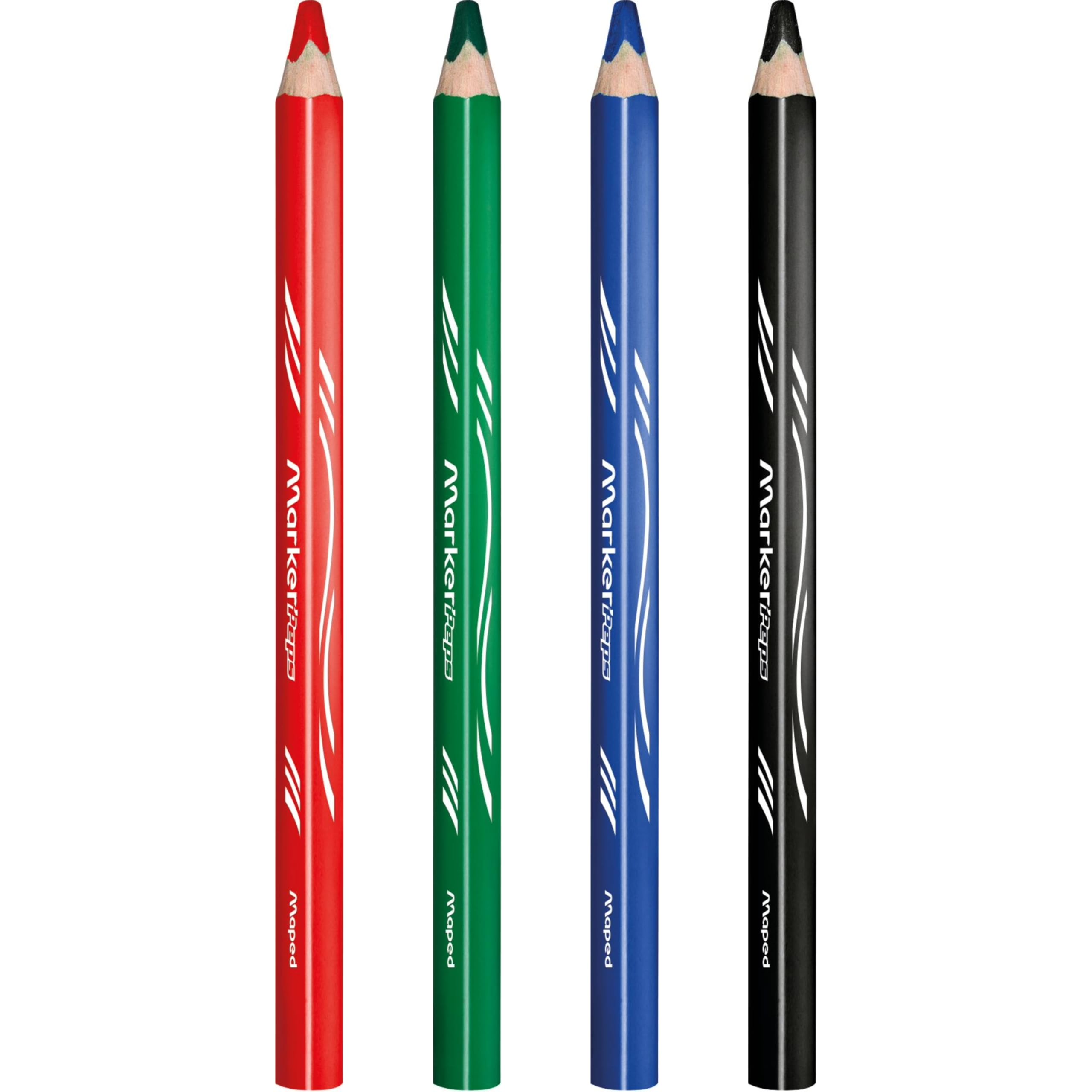 Maped Wooden Dry Erase Pencils - 4 Assorted Colours with Sharpener | Wood Material 3