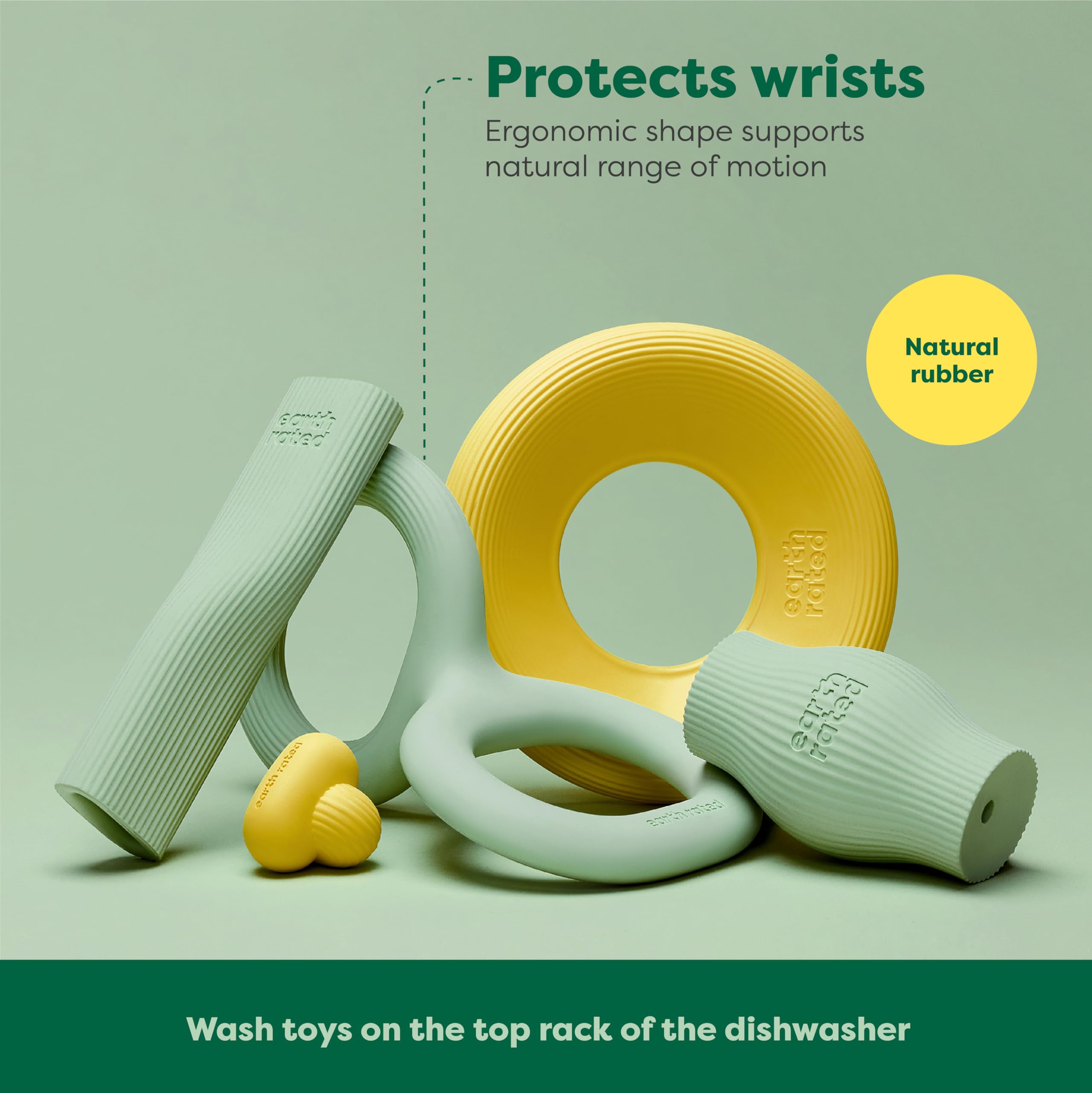 Earth Rated Tug of War Dog Toy - Interactive Pull Toy for Small Dogs | Natural Rubber | Green 5