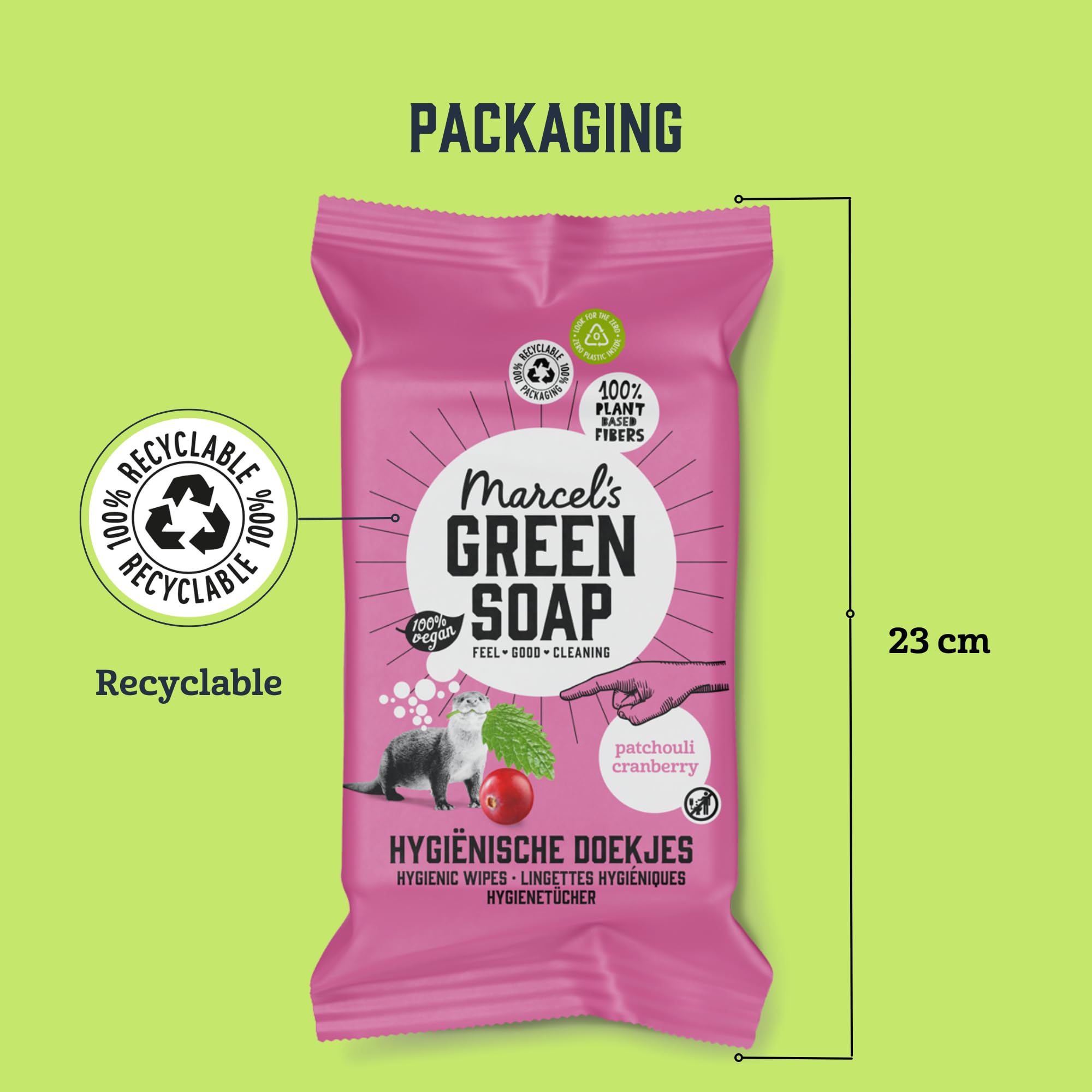 Marcel's Green Soap Hygienic Cleaning Wipes - Patchouli & Cranberry Scent | 60 Count | Alcohol-Based 5