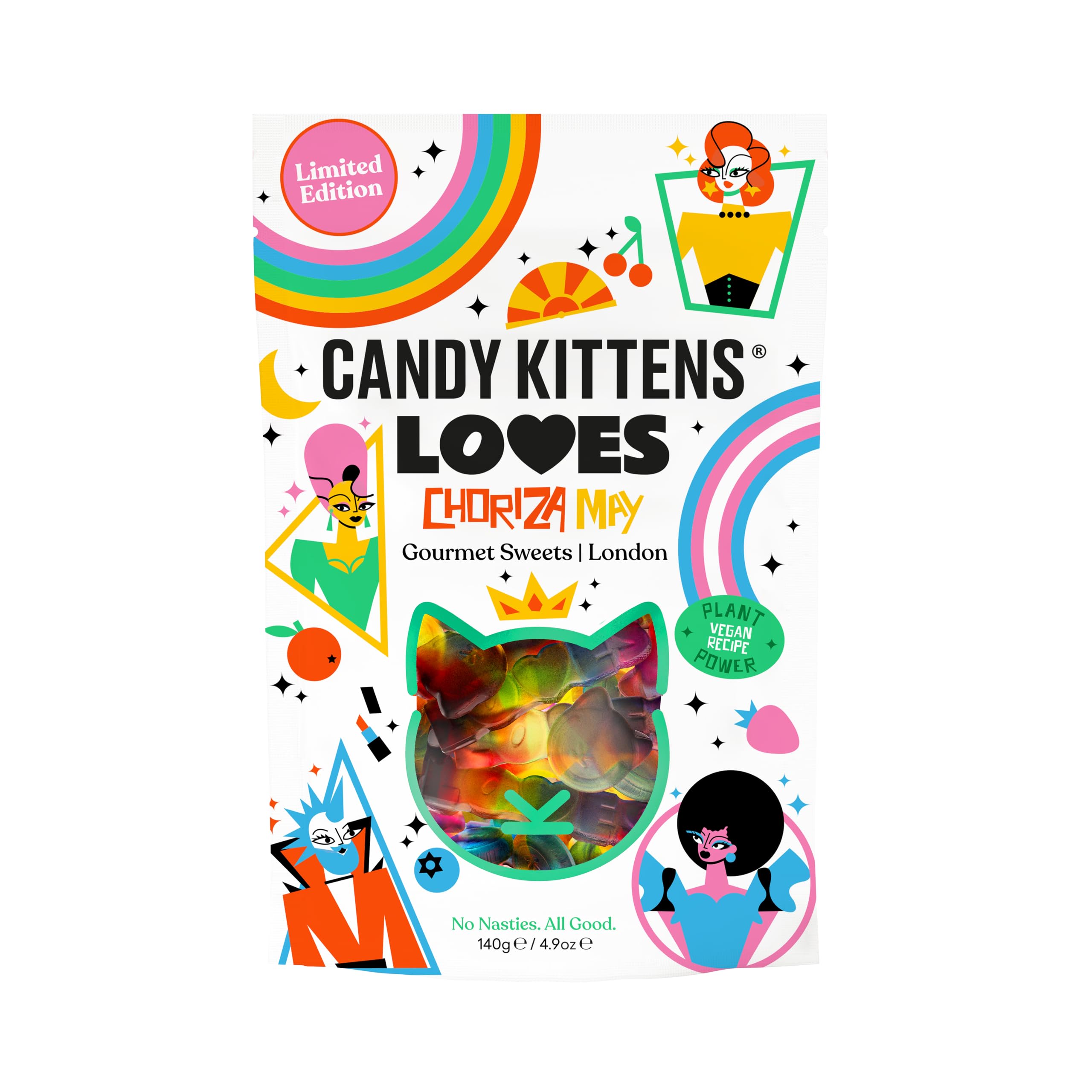 Candy Kittens LIEBT vegane Süßigkeiten – Sprudelnde Leckereien mit echtem Fruchtsaft (140 g)