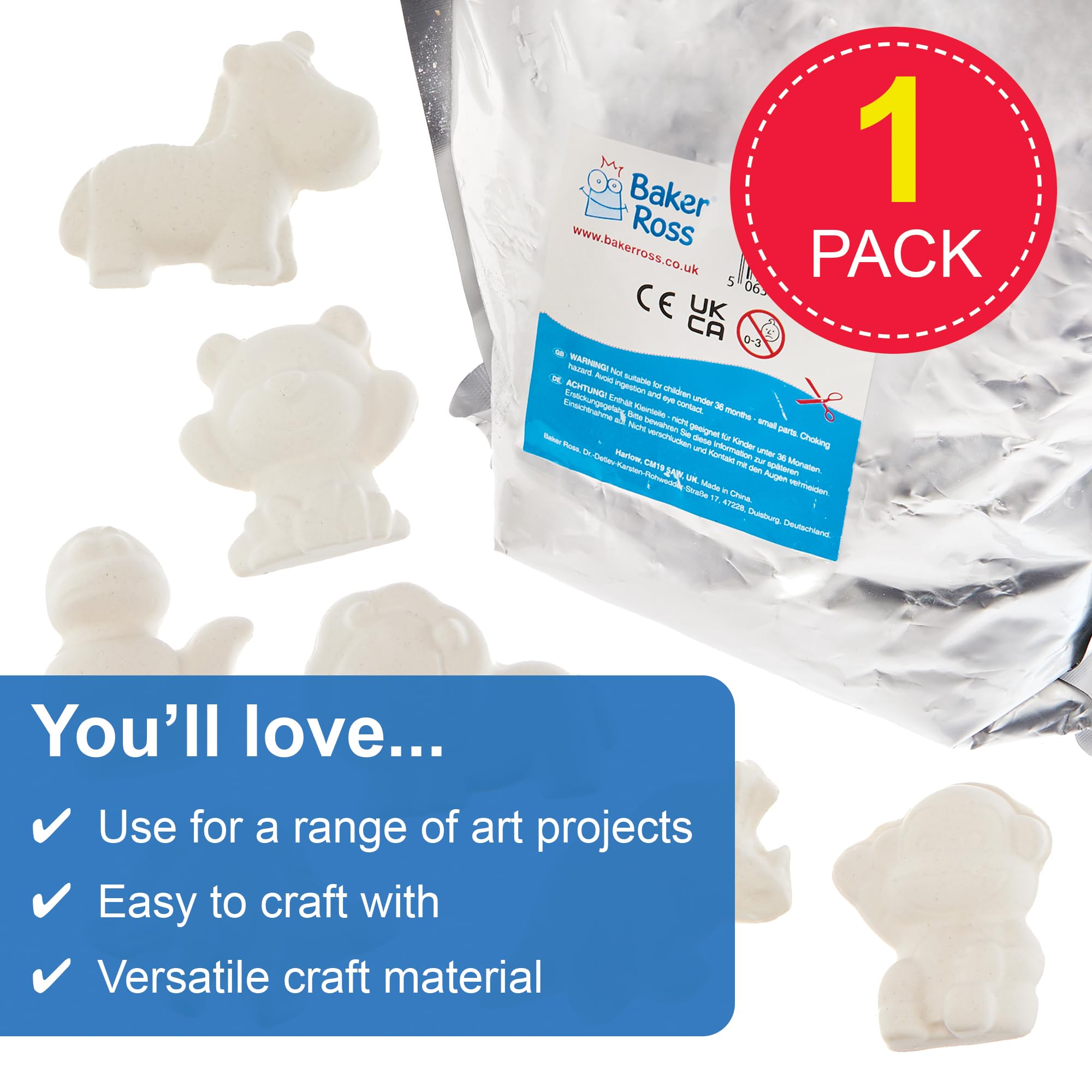 Baker Ross FX917 Casting Powder - 1kg for Moulds, Keepsakes, and Models