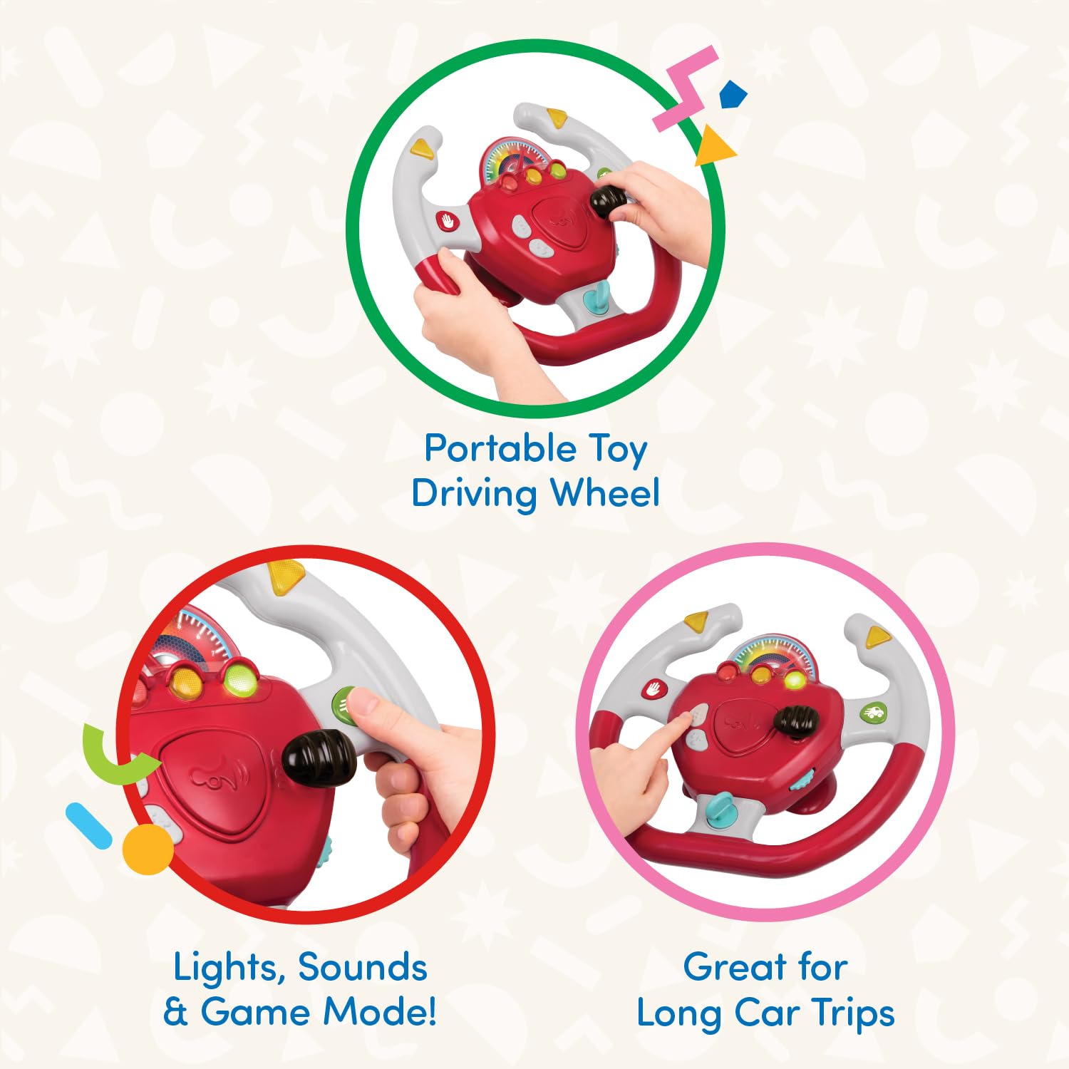 Battat Geared to Steer Interactive Driving Wheel - Educational Toy for Toddlers 2+ 12