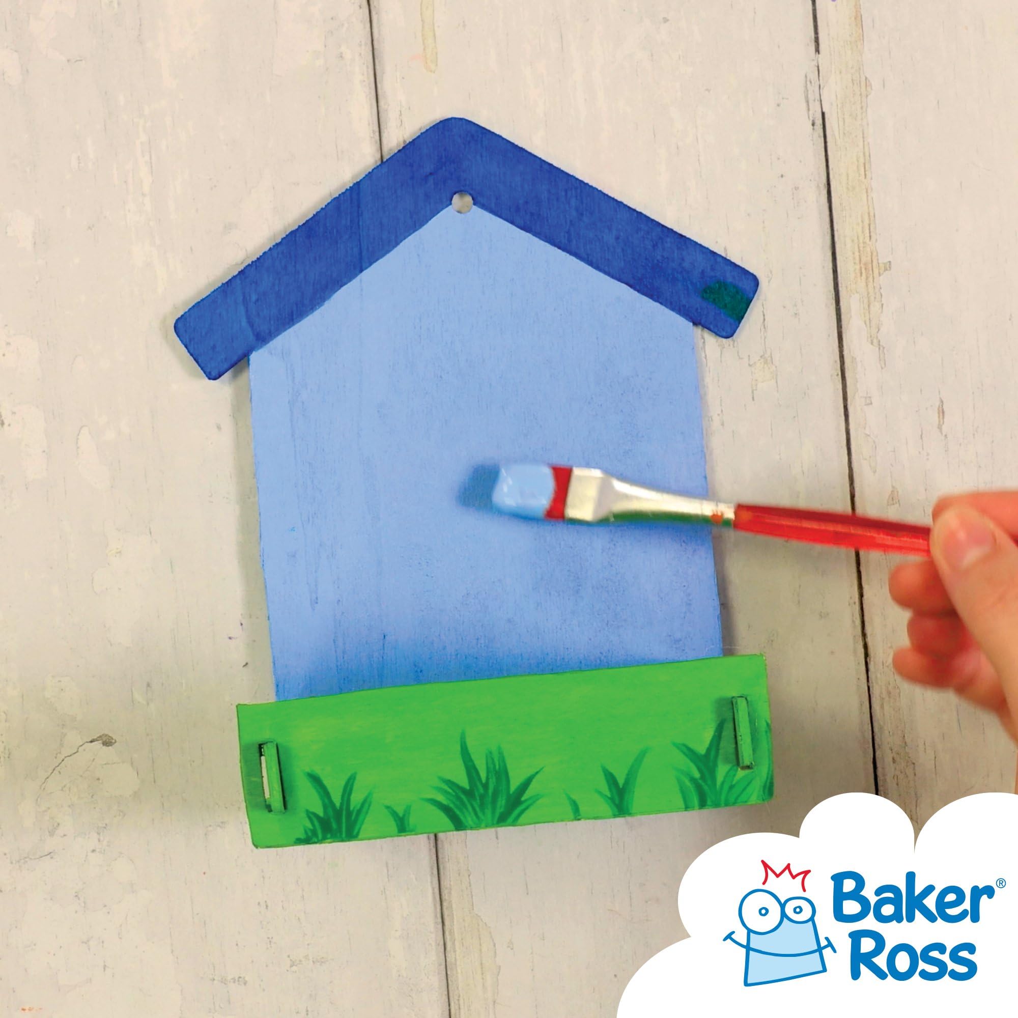 Baker Ross Mini Wooden Bird Feeder Kits - Paintable Craft Set | Pack of 3 | Customizable 6