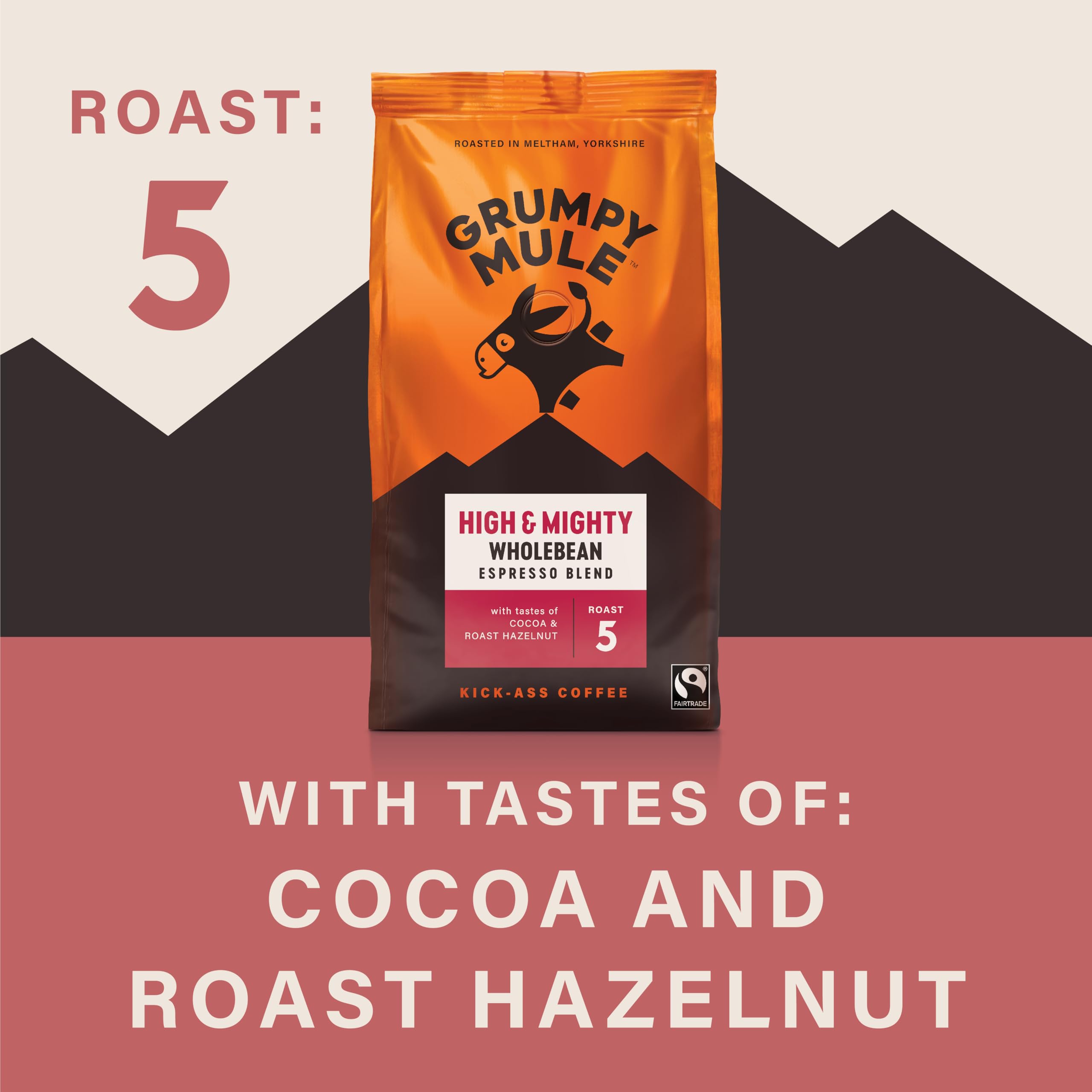 Grumpy Mule High and Mighty Espresso Blend Ground Coffee - Bold Taste, Cocoa & Hazelnut Notes | 200 g