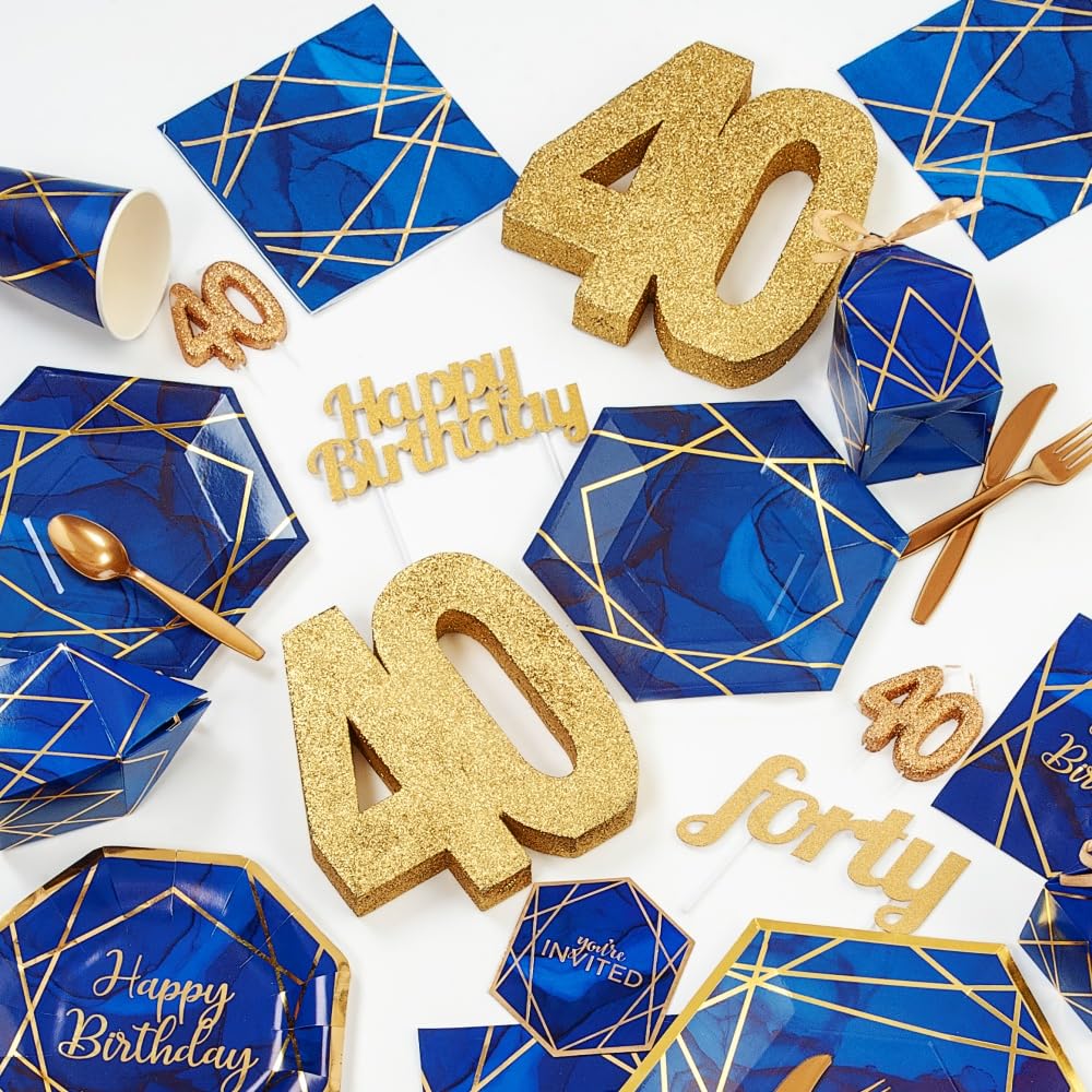 Anniversary House Number 40 Glitter Table Decoration - Gold | Reusable | 20cm Size 5