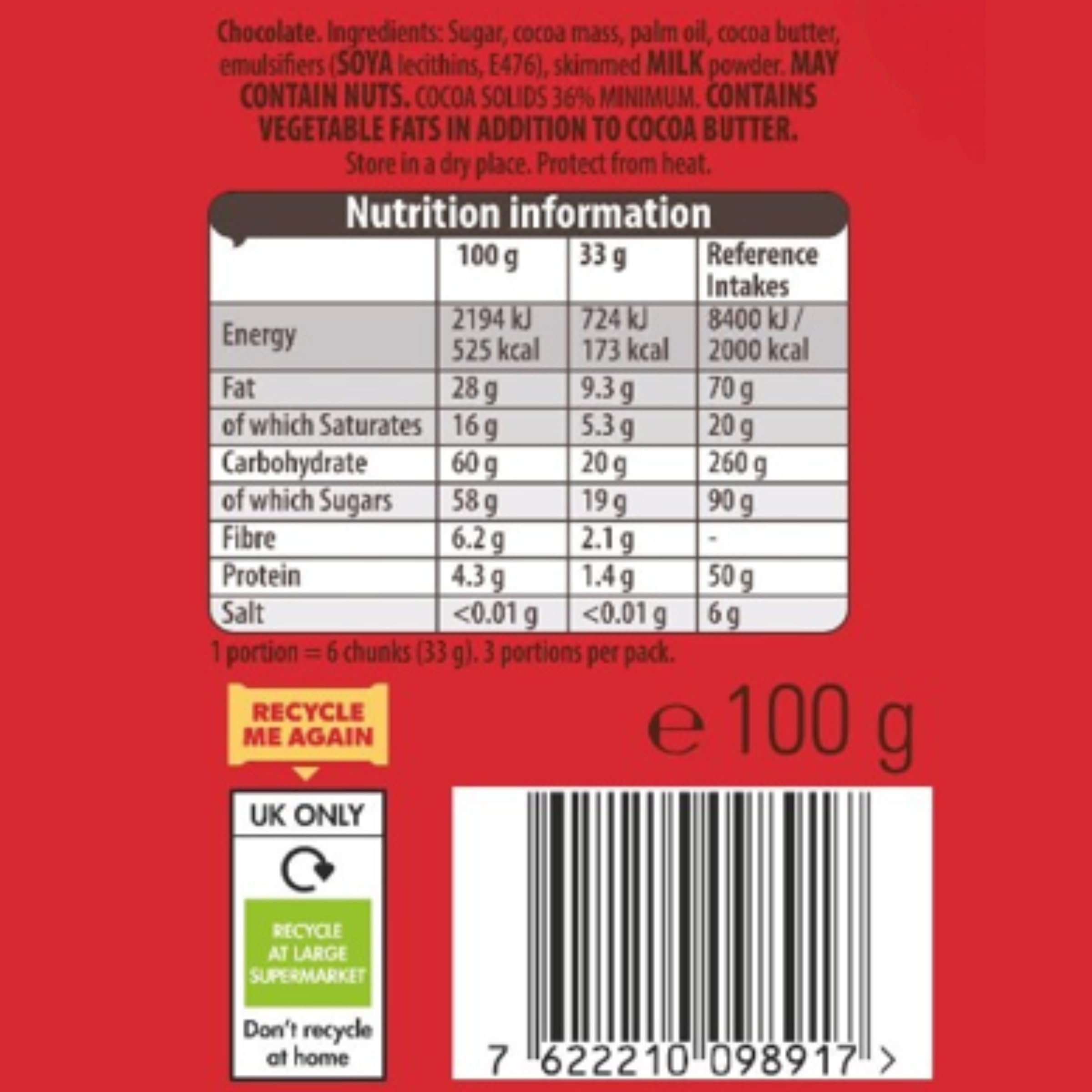 Cadbury Bournville Zartbitterschokolade, Reichhaltig und Sanft, 100 g 3