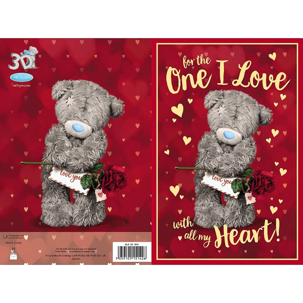 Me To You One I Love With All My Heart 3D Birthday Card | 6x9 Inches | Mixed Color 3