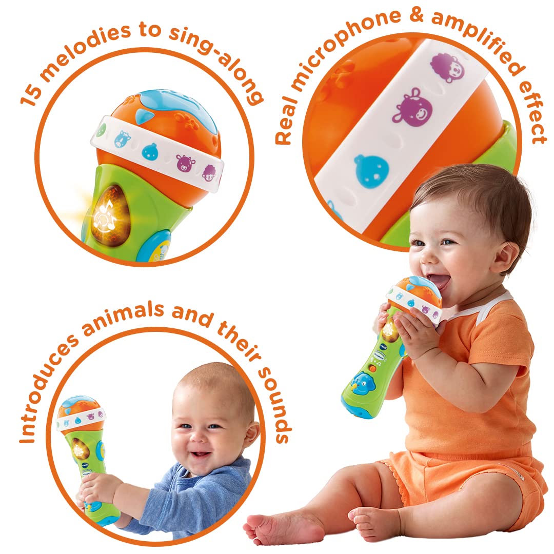 VTech Sing Along Microphone for Kids - Amplified Voice Effect | Animal Sounds | Ages 1-3+