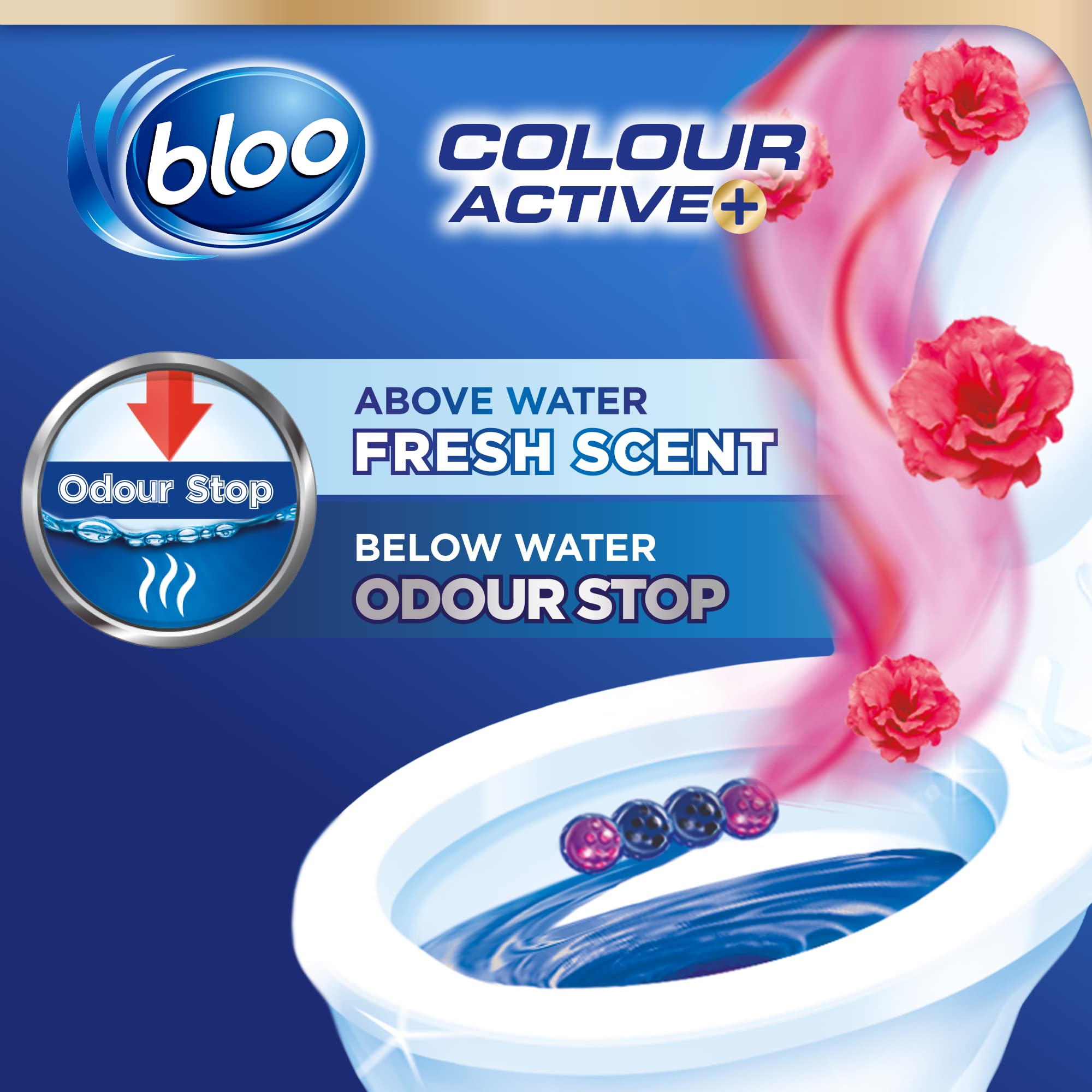 Bloo Colour Active Toilet Rim Block Fresh Flowers with Anti-Limescale, 2 Count (100g Each) 3