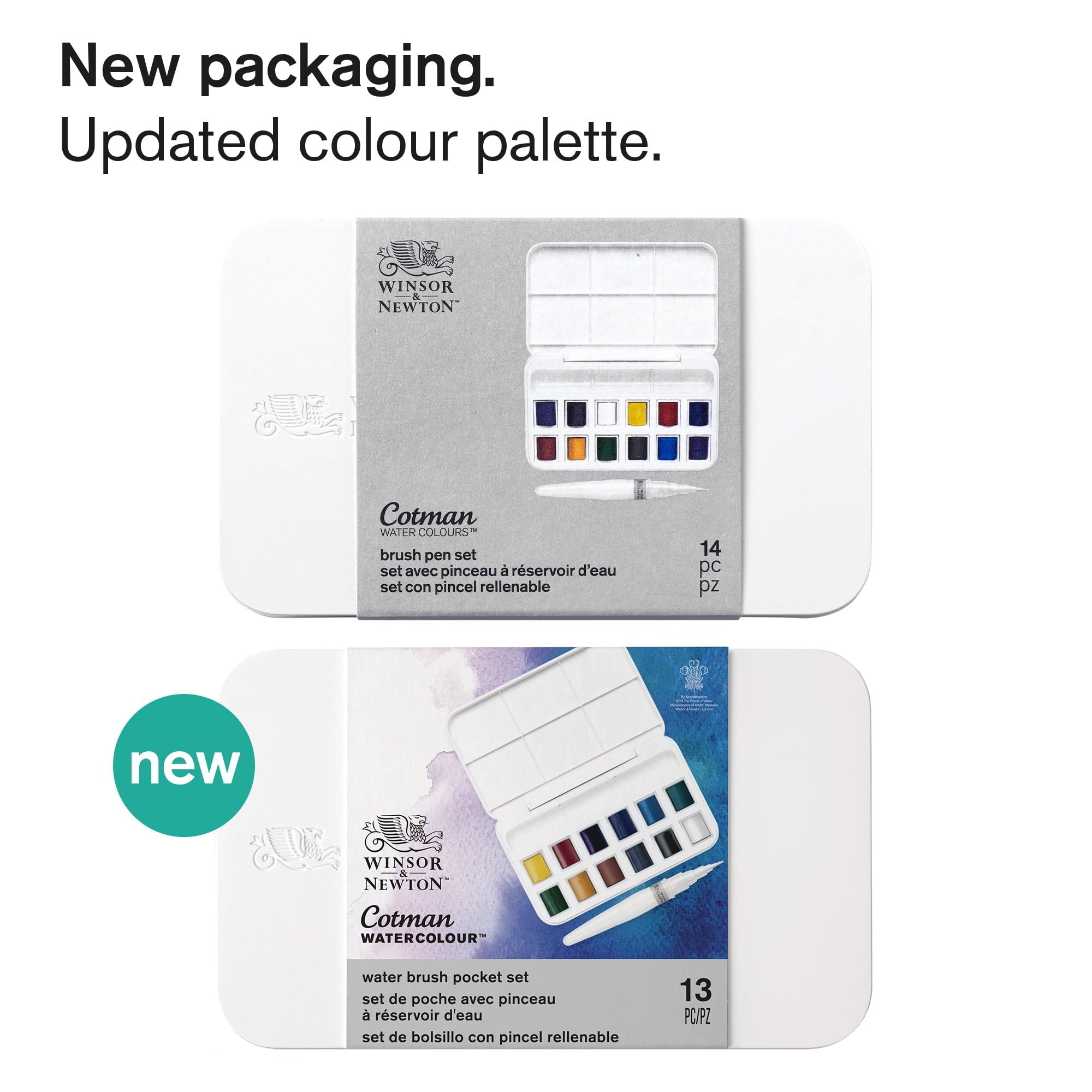 Winsor & Newton, Cotman Watercolour, 'Water Brush Pocket Set' , 12 x Half Pans + 1 x Water Brush 5
