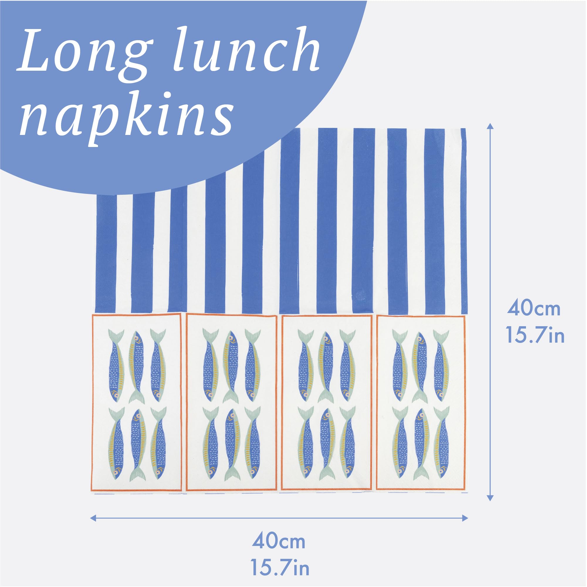 Talking Tables Premium Fish Themed Napkins - 16 Pack, 40cm x 40cm | FSC Recycled Paper 4