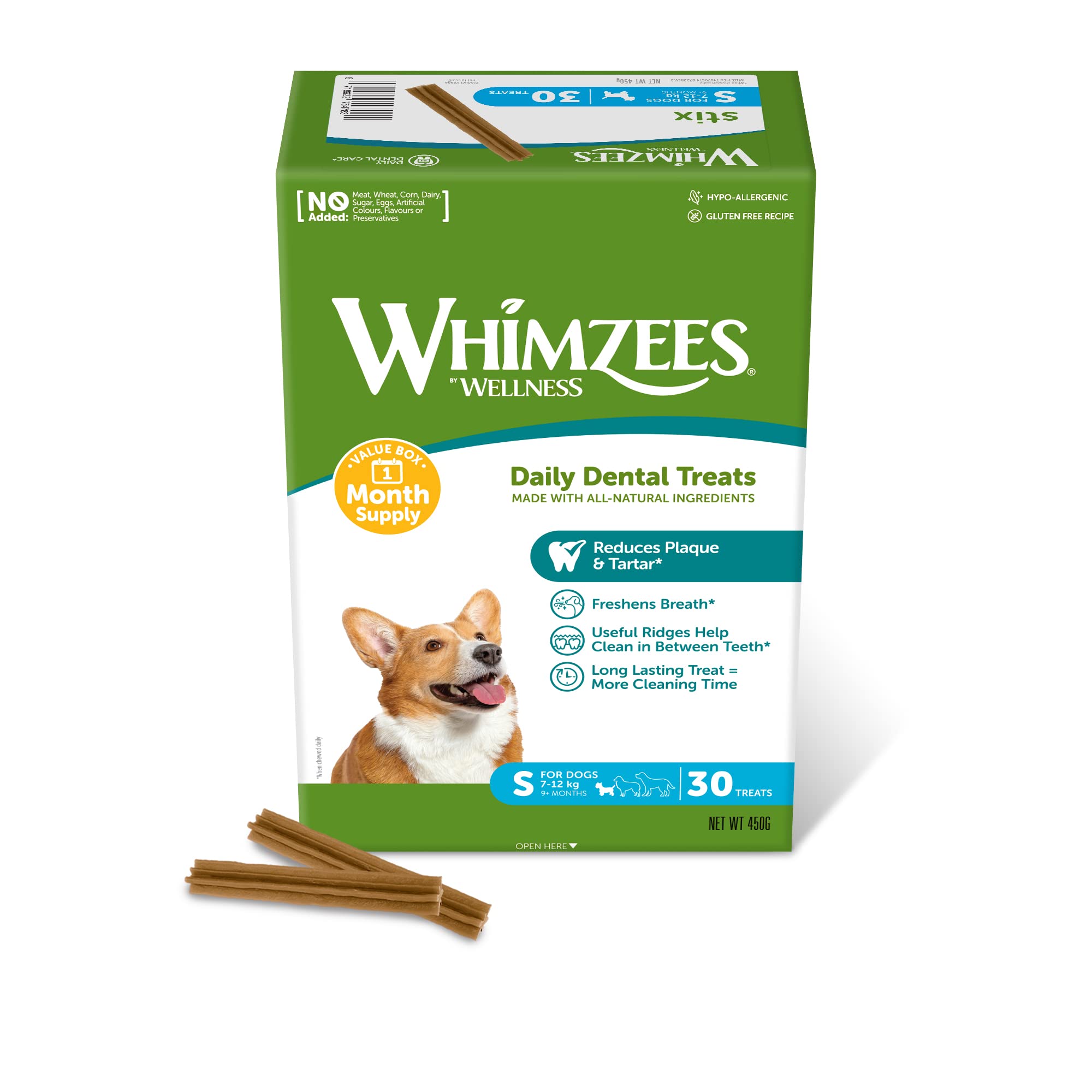WHIMZEES Stix S Monthly Fund Dental Sticks for Small Dogs | 30 Count | Vegetarian