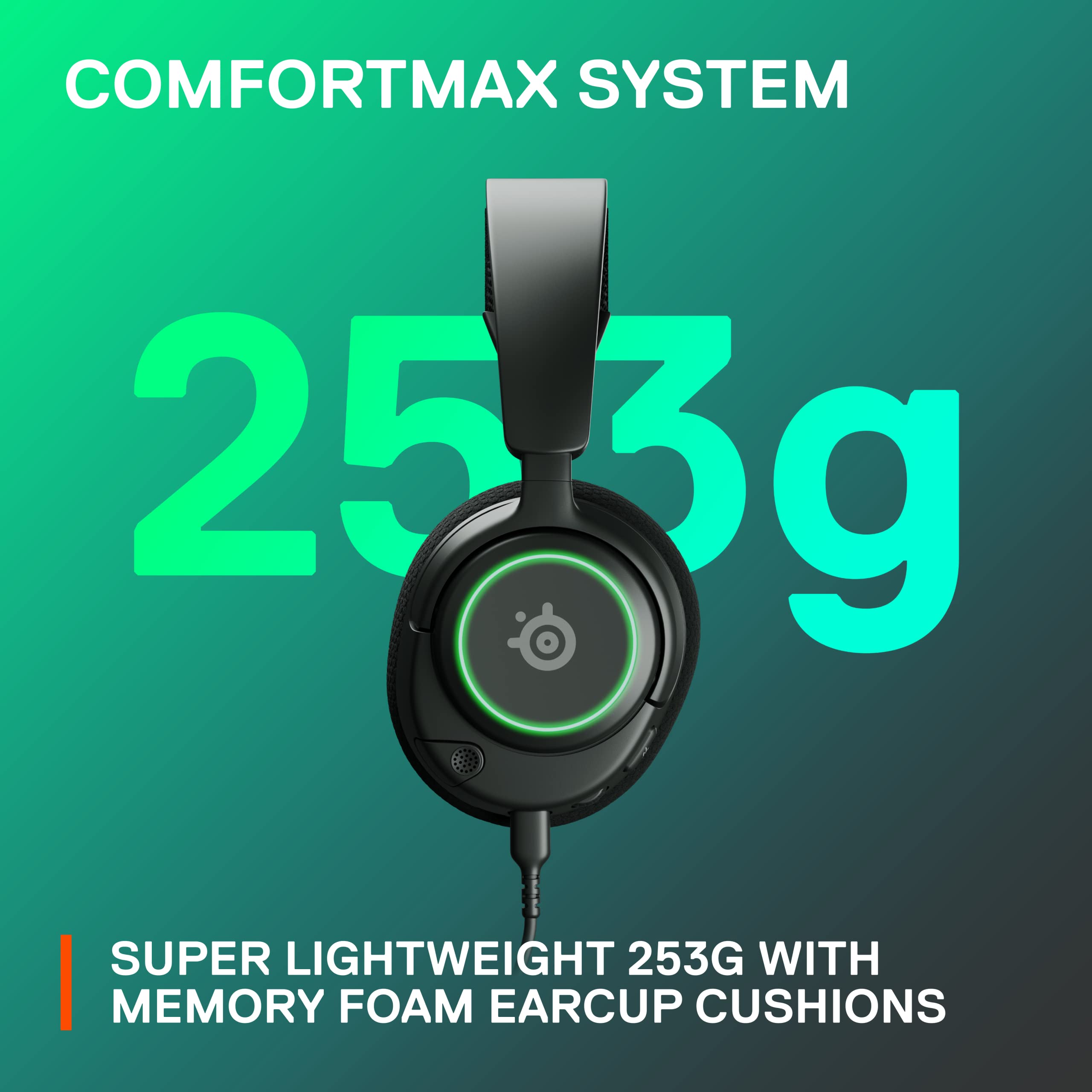 SteelSeries Arctis Nova 3 - USB-C Gaming Headset for PC, PS4, PS5 & Switch - RGB Lights - Hi-Fi Drivers - 360° Spatial Audio - AirWeave Memory Foam Earcups - Super Lightweight - ClearCast Gen 2 Mic 6