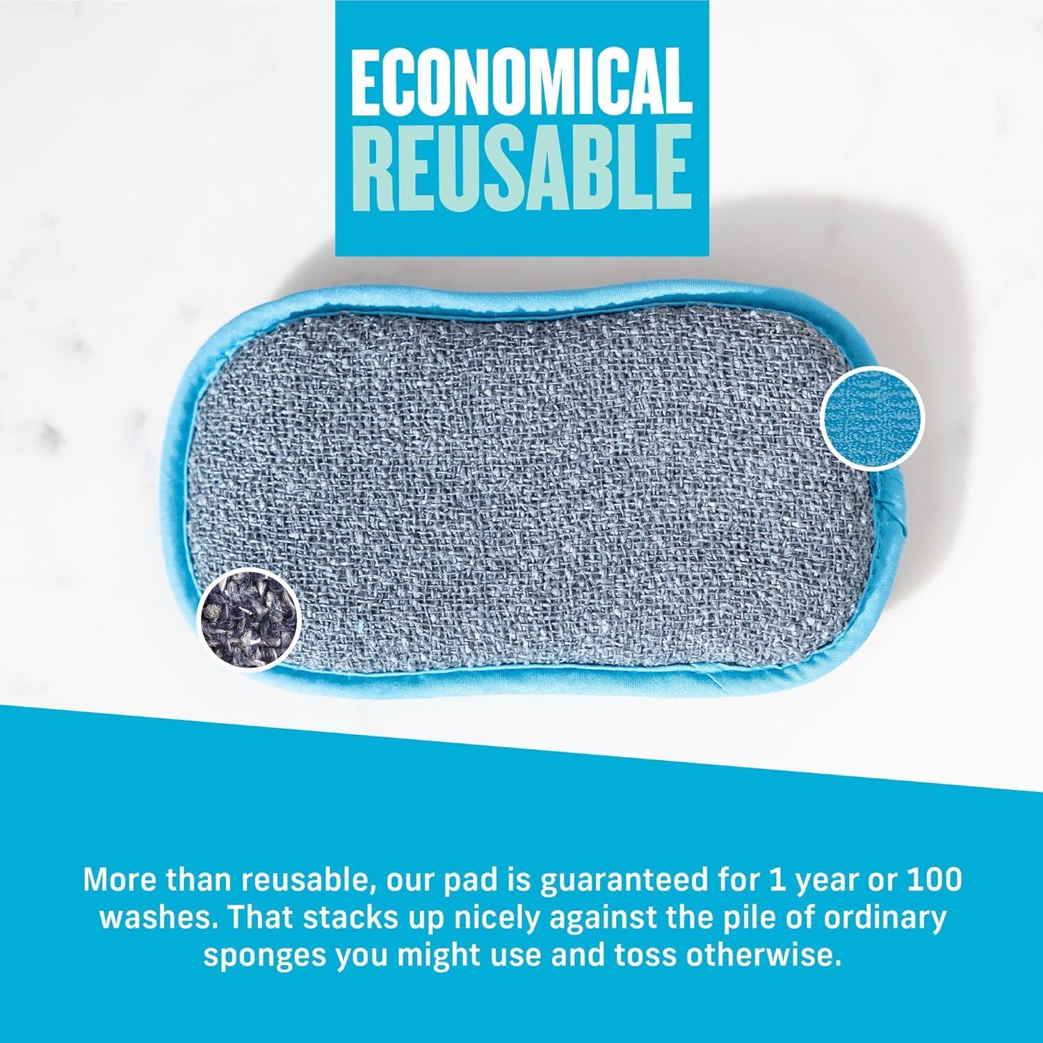 E-Cloth Washing Up Pad - Reusable Kitchen Scrubber | Pack of 4 | Blue 5