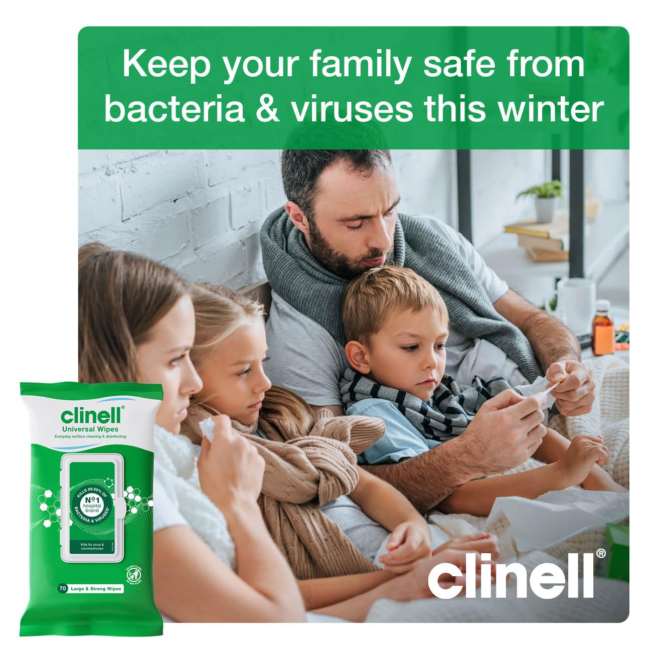 Clinell Universal Cleaning and Disinfecting Wipes - Kills 99.99% | 70 Count Wipes | Pack of 4 3